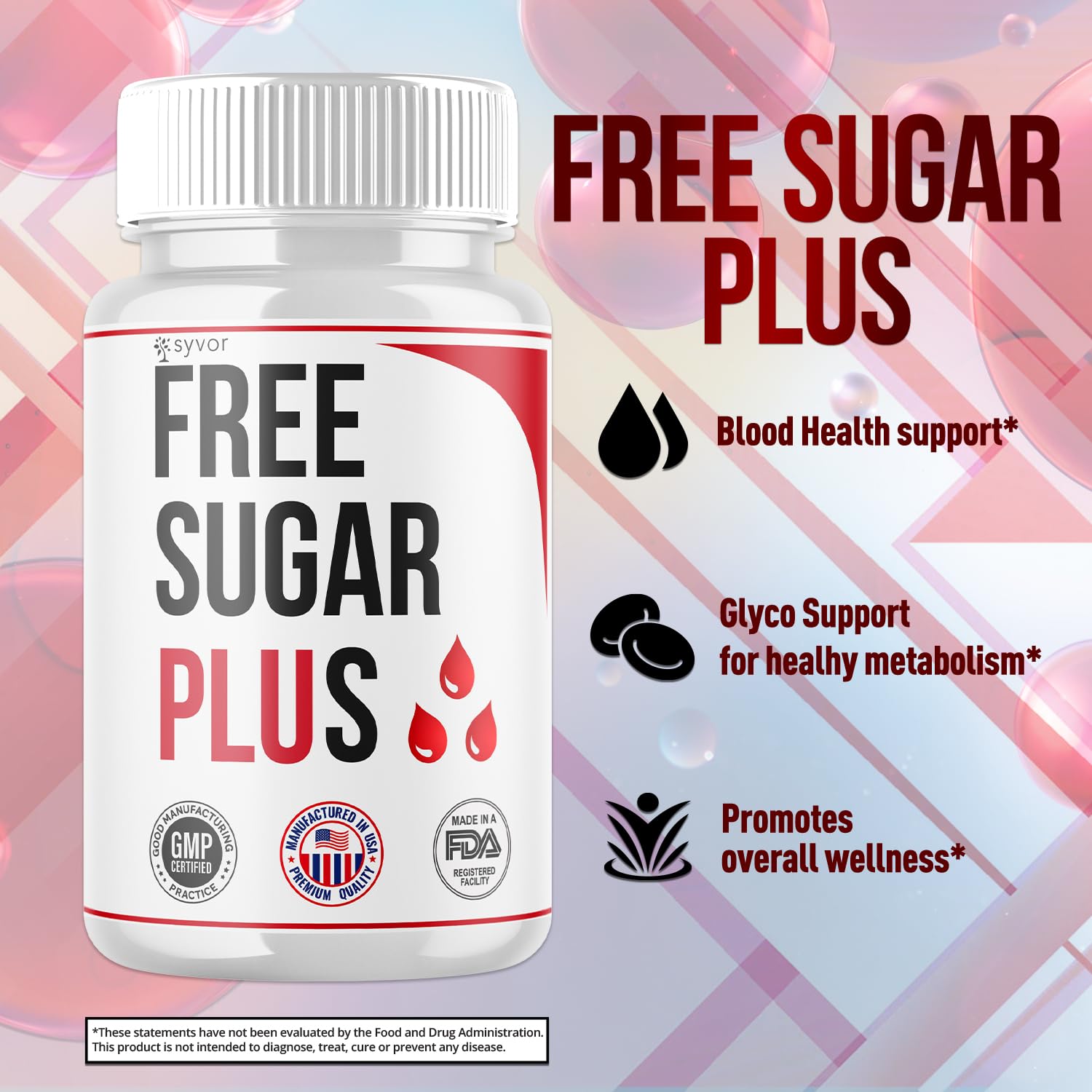 Free Sugar Plus Capsules, Official FreeSugar Plus Blood Health Support Pills With All Natural Ingredients, Free Sugar Plus Advanced Wellness Support with Premium Vitamins for Women & Men (60 Capsules) Syvor Au supplements