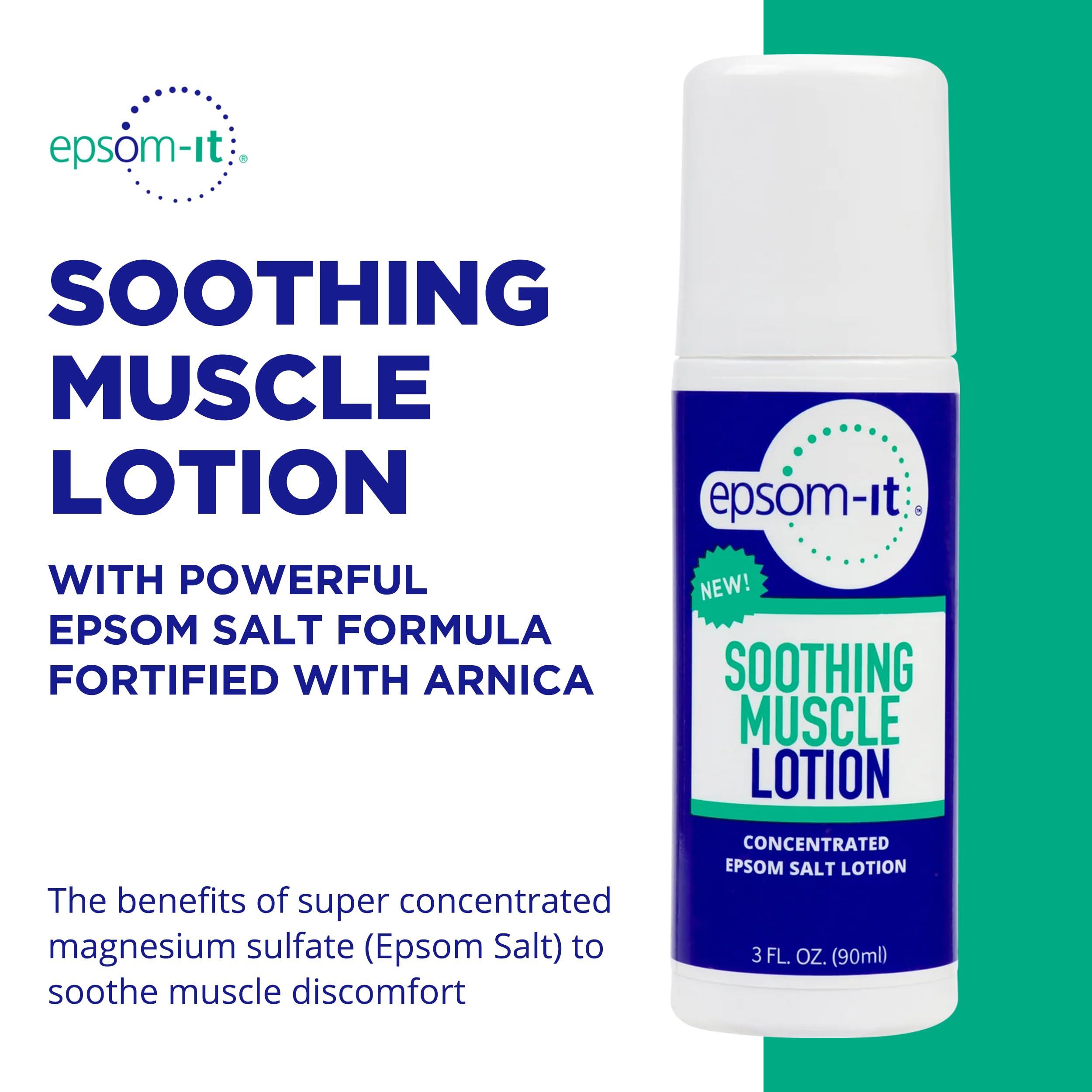 Epsom-It Soothing Muscle Lotion - Roll On Epsom Salt Lotion with Arnica for Muscle Stiffness, Leg, Knees and Feet Discomfort, Topical Magnesium Cream, 3oz EPSOM-IT Au supplements
