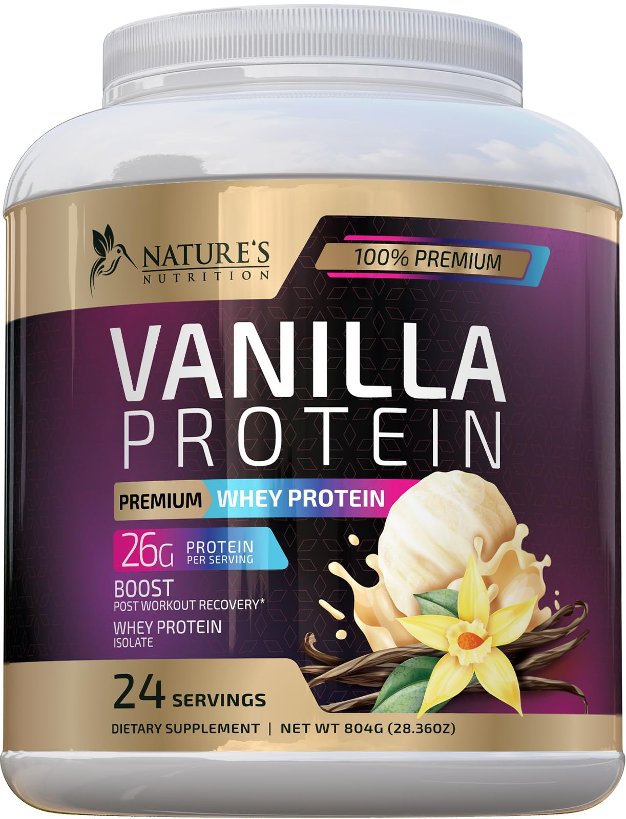 Whey Protein Powder 26g - Vanilla Ice Cream Whey Isolate Protein for Muscle Growth Nature's Nutrition Au supplements