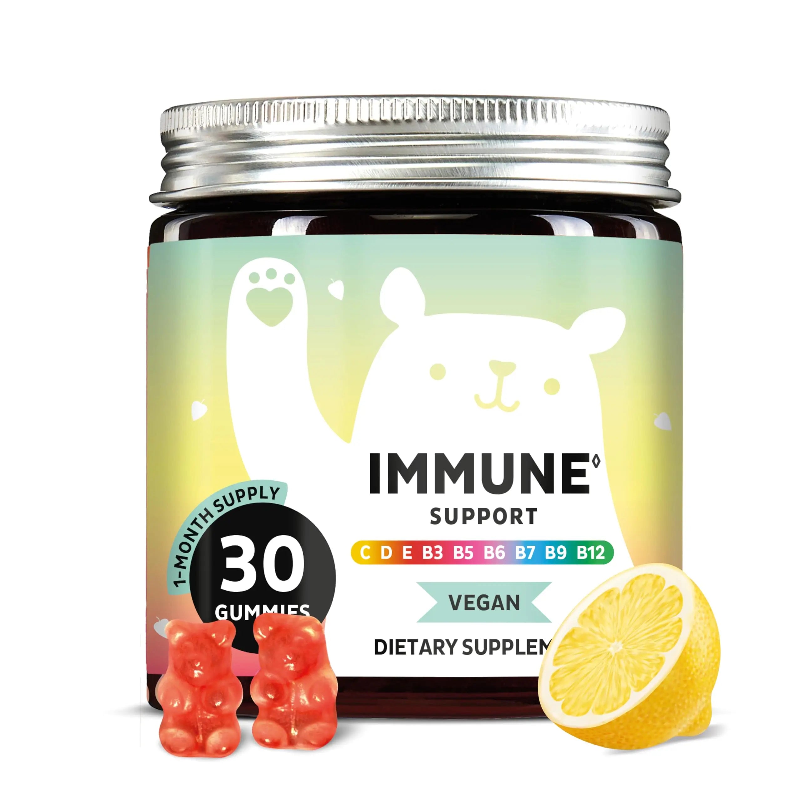 Bears with Benefits Immune Support Gummies – Vitamin C, D, B6 & B12 – Daily Immune Boost – Vegan, Naturally Flavored (30 Gummies) Bears with Benefits Au supplements
