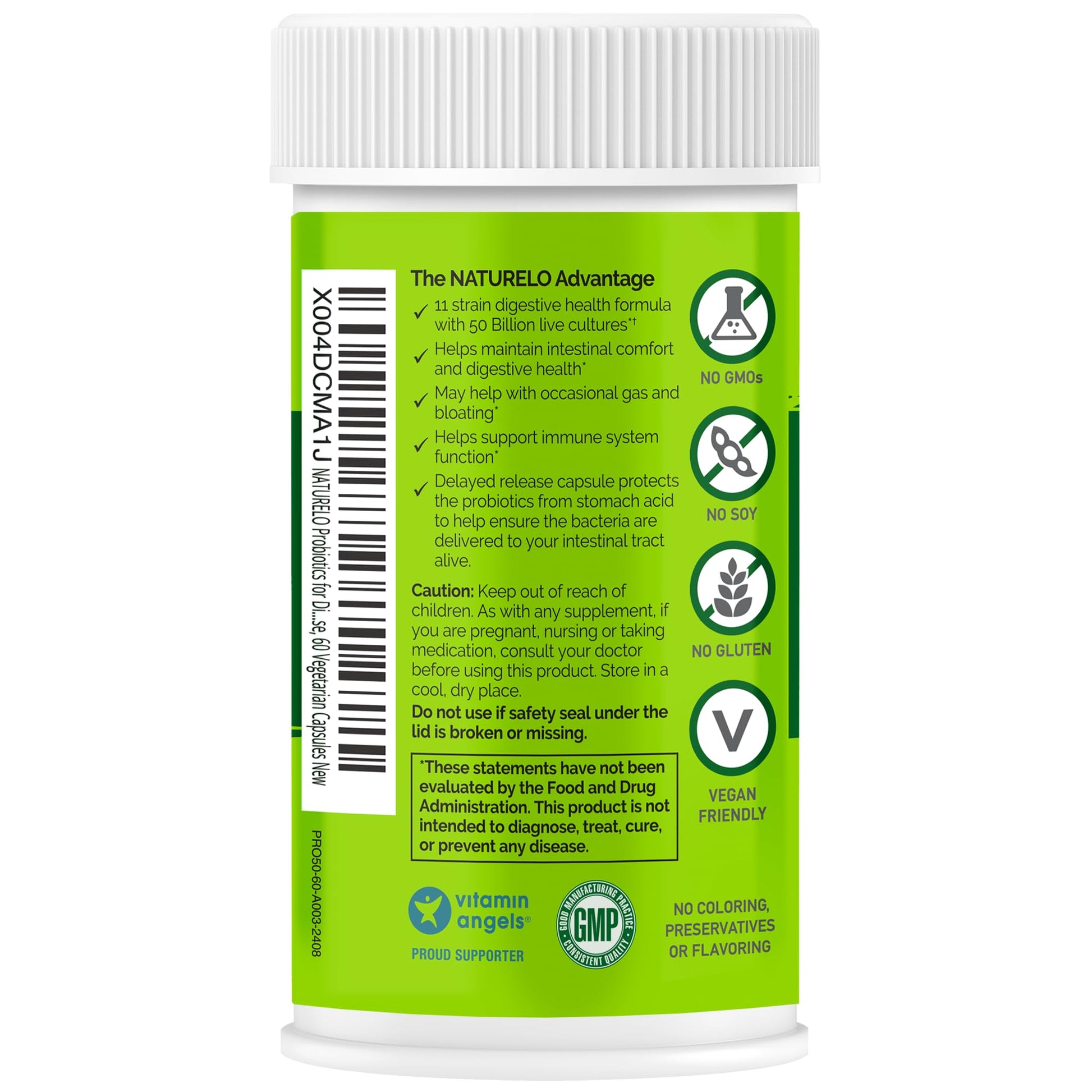 NATURELO Probiotics for Digestive Health, 50 Billion CFU, 60 Vegetarian Capsules, 11 Strains, Daily Use Supplement, Delayed Release, No-Fridge, Boosts Immune System, Probiotics for Women & Men NATURELO Au supplements