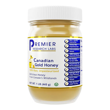 Premier Research Labs Canadian Gold Honey - Raw Honey, Pure Honey, Raw Unpasteurized Honey, Unfiltered, 100% Pure, Sugar-Free, Unprocessed Wildflower Honey - 1 lb Jar Premier Research Labs Au supplements