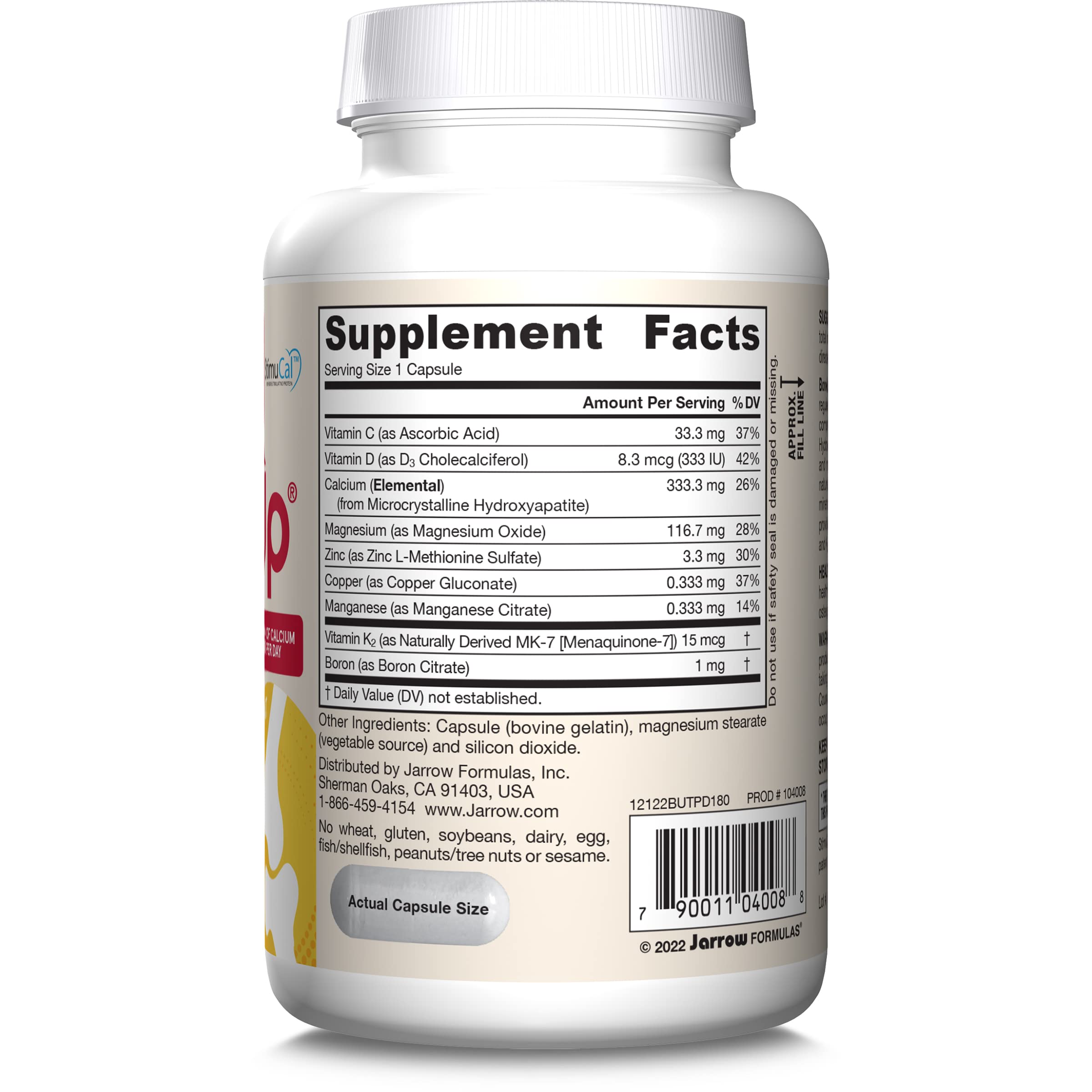 Jarrow Formulas BoneUp Three Per Day for Bone Density and Skeletal Nutrition, Includes Vitamin D3, K2 (as MK-7) and Calcium, 180 Capsules, 60 Day Supply Jarrow Formulas Au supplements