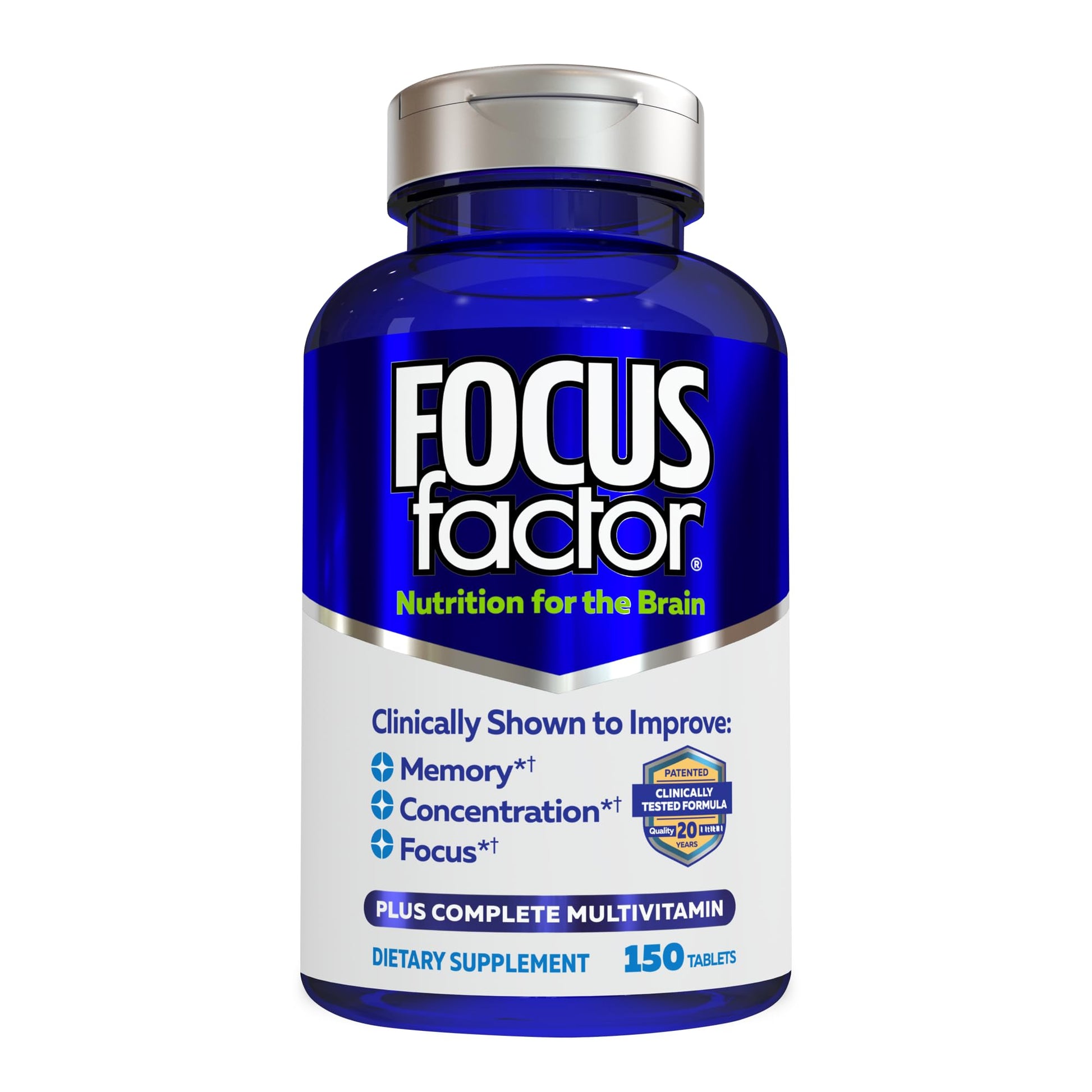 Focus Factor Nutrition for The Brain Improved Memory & Concentration Brain Supplement, 150 Count, 1 Pack (10407) Focus Factor Au supplements