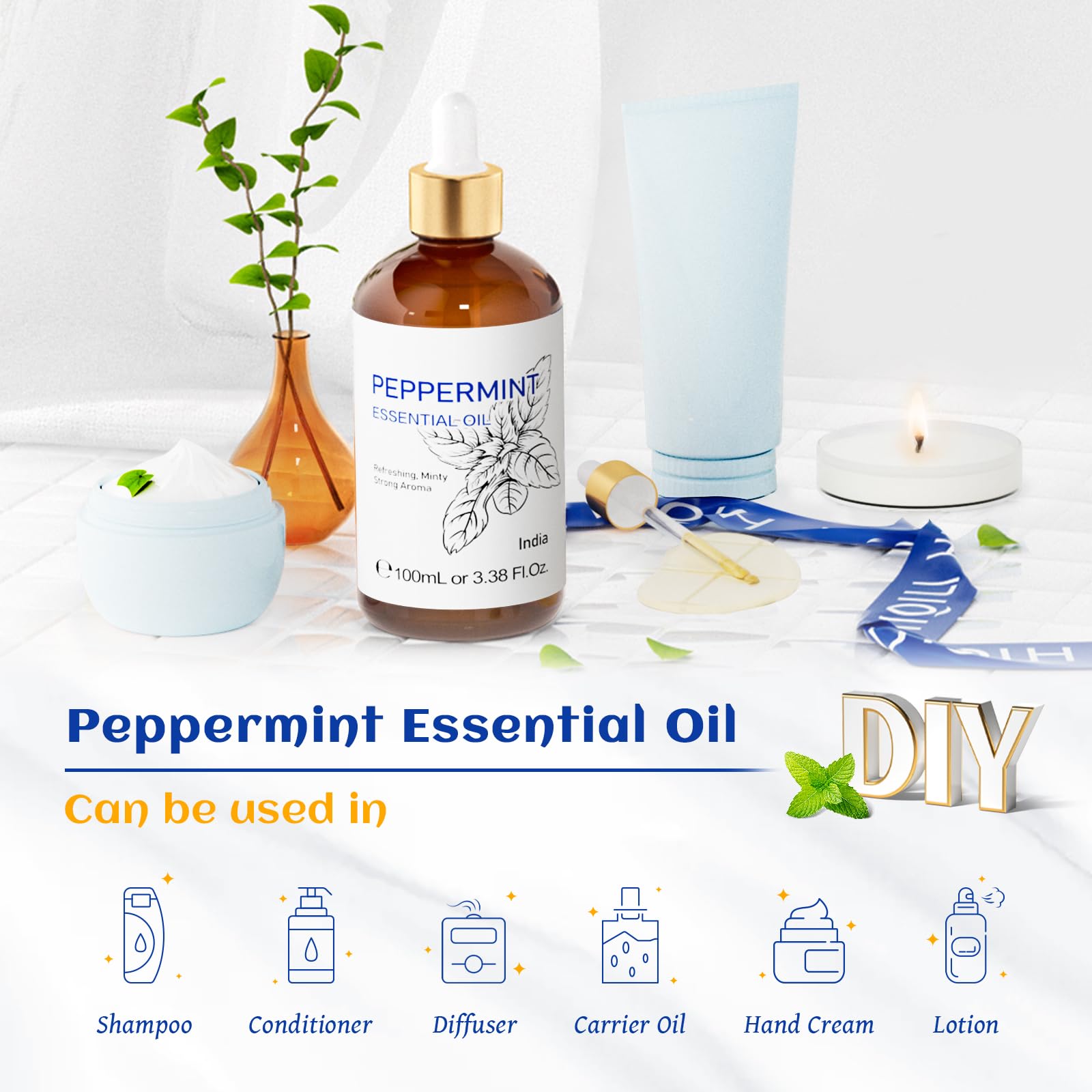 HIQILI Peppermint Essential Oil, 100% Pure Natural for Diffuser, Hair, Massage, Add to Spray HIQILI Au supplements