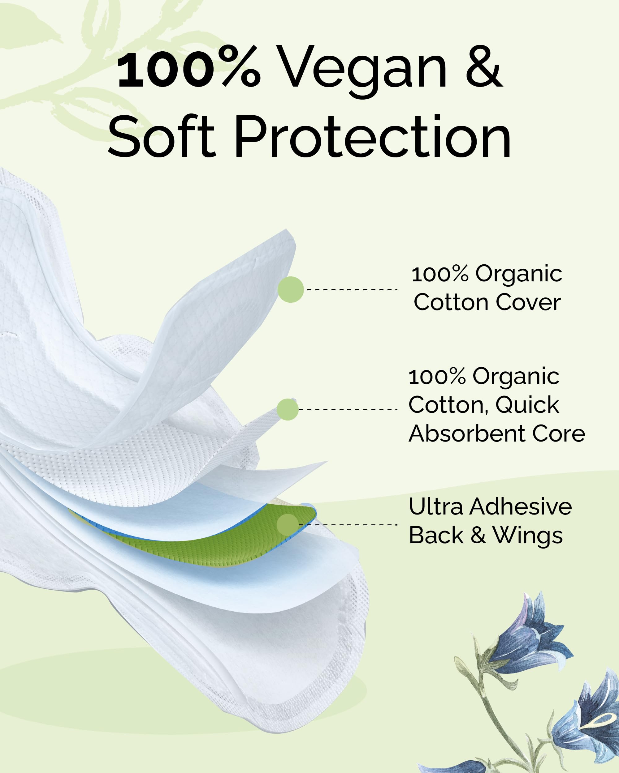 LABON Premium Vegan Organic Sanitary Pads (Regular, 25cm, 32 Counts) - 100% Organic Cotton Cover OCBON Au supplements