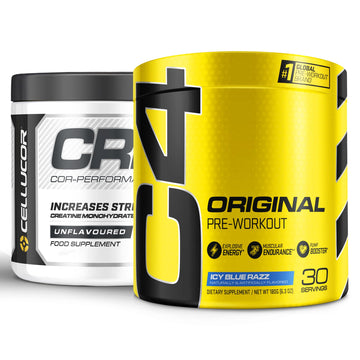 Cellucor Pre Workout & Creatine Bundle, C4 Original Pre Workout Powder, Icy Blue Razz Cellucor Au supplements