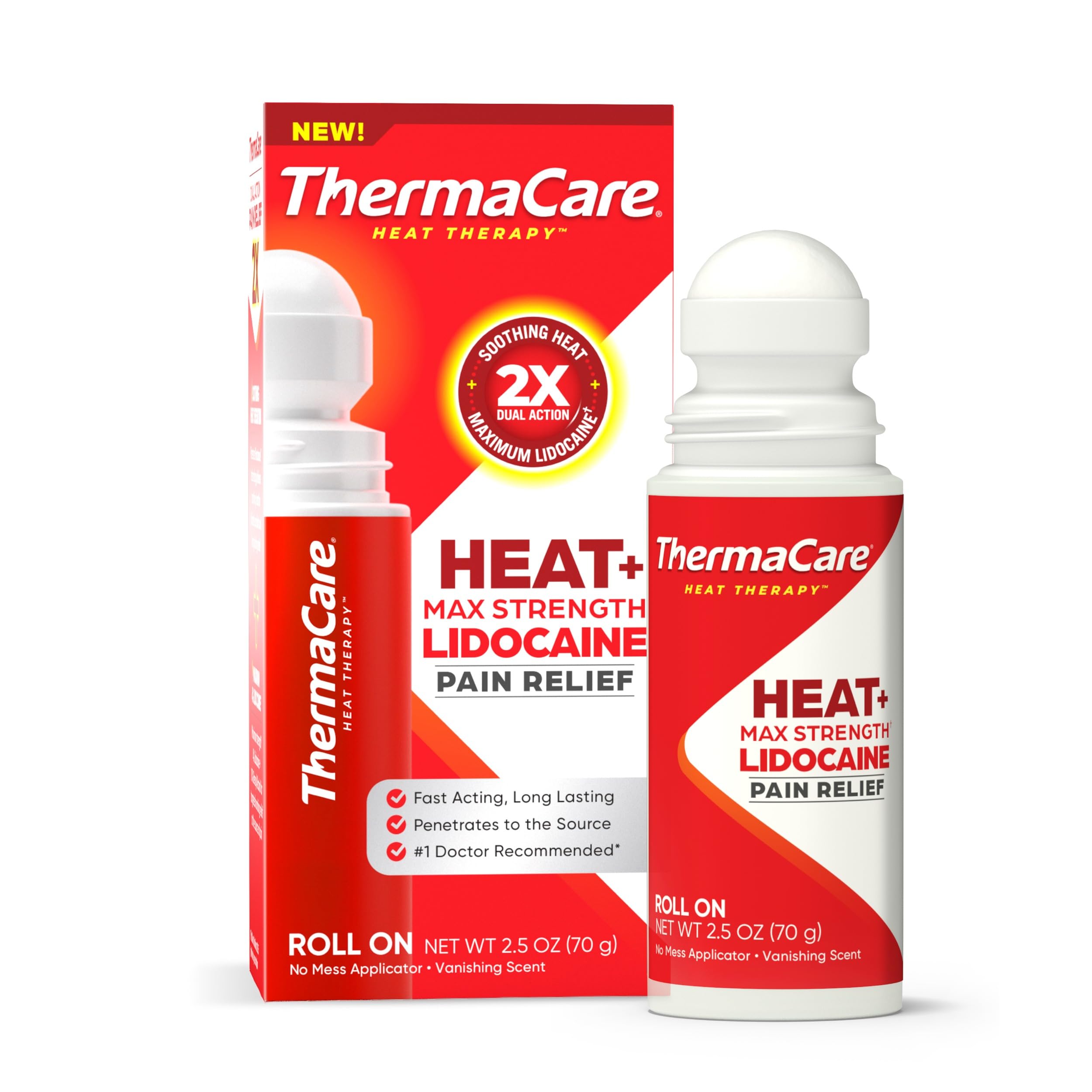 ThermaCare Heat + Max Strength 4% Lidocaine Roll-On - Dual Action Pain Relief with Patented Heatwave Technology - Targeted No-Mess Relief for Back, Neck, Muscles, & Joints ThermaCare Au supplements