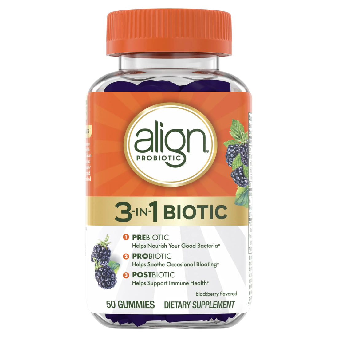 Align Probiotic, 3-in-1 Biotic Gummies, Prebiotic + Probiotic + Postbiotic, #1 Doctor Recommended Probiotic Brand‡, Helps Relieve Occasional Bloating Align uk supplements