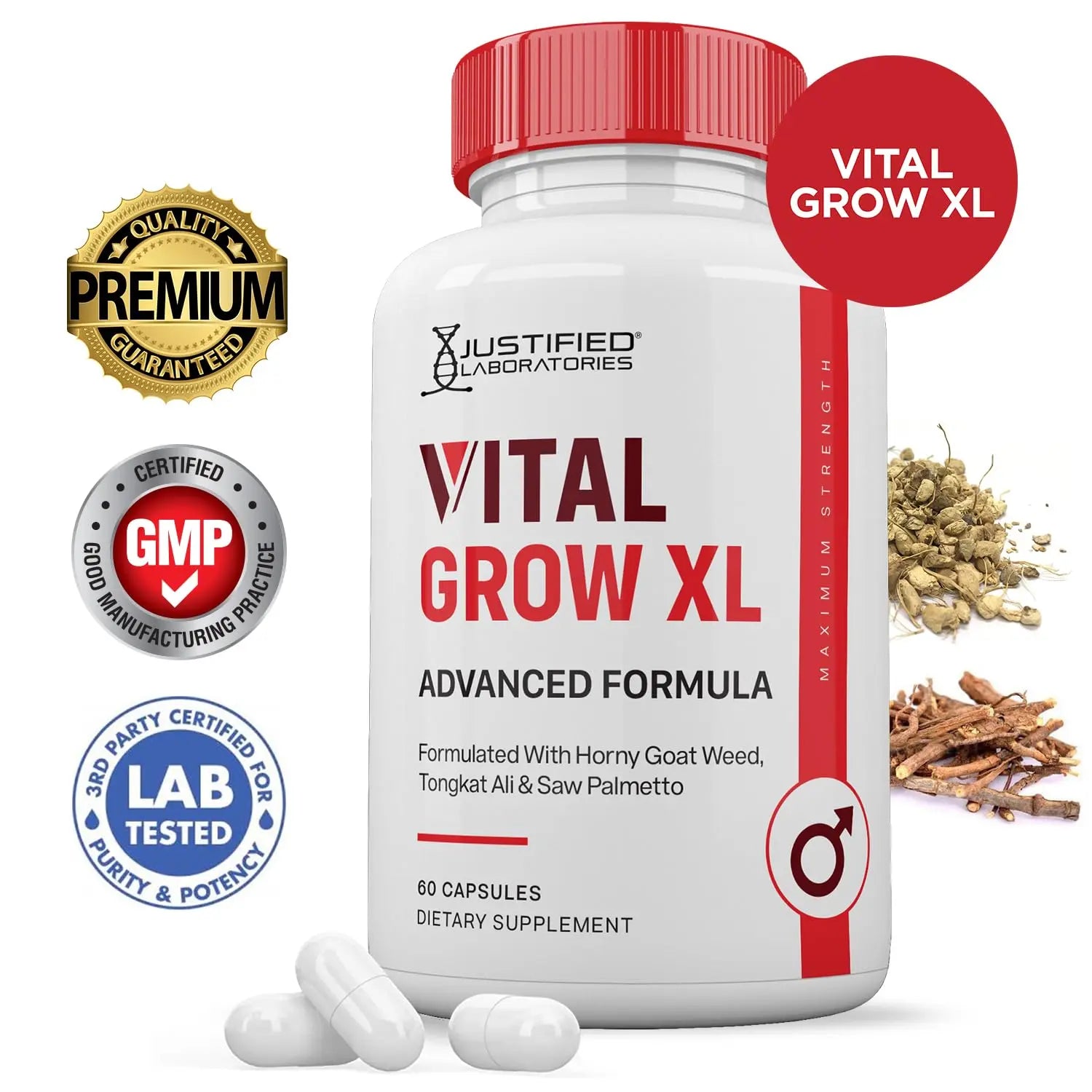 (2 Pack) Vital Grow XL Pills 1484MG Advanced Formula Proprietary Blend for Men 60 Capsules Justified Laboratories Au supplements