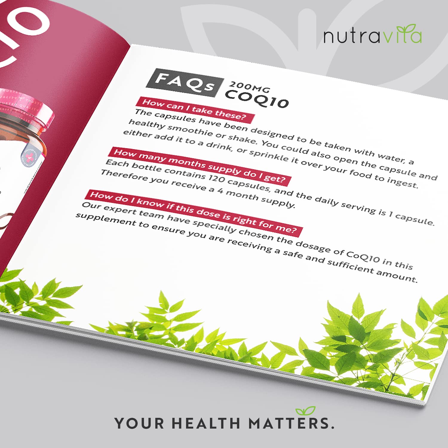 CoQ10 200mg - 120 Vegan Capsules of High Strength Co Enzyme Q10 (4 Months Supply) Nutravita Au supplements