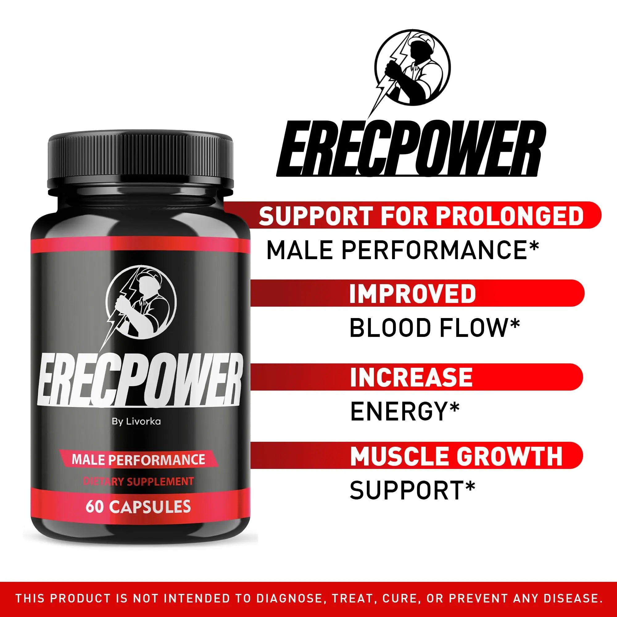 LIVORKA Erecpower Multivitamin Male Performance Capsules for Mens Health, Advanced Formula - 300 Capsules (5 Month Supply) - Pack of 5 LIVORKA Au supplements
