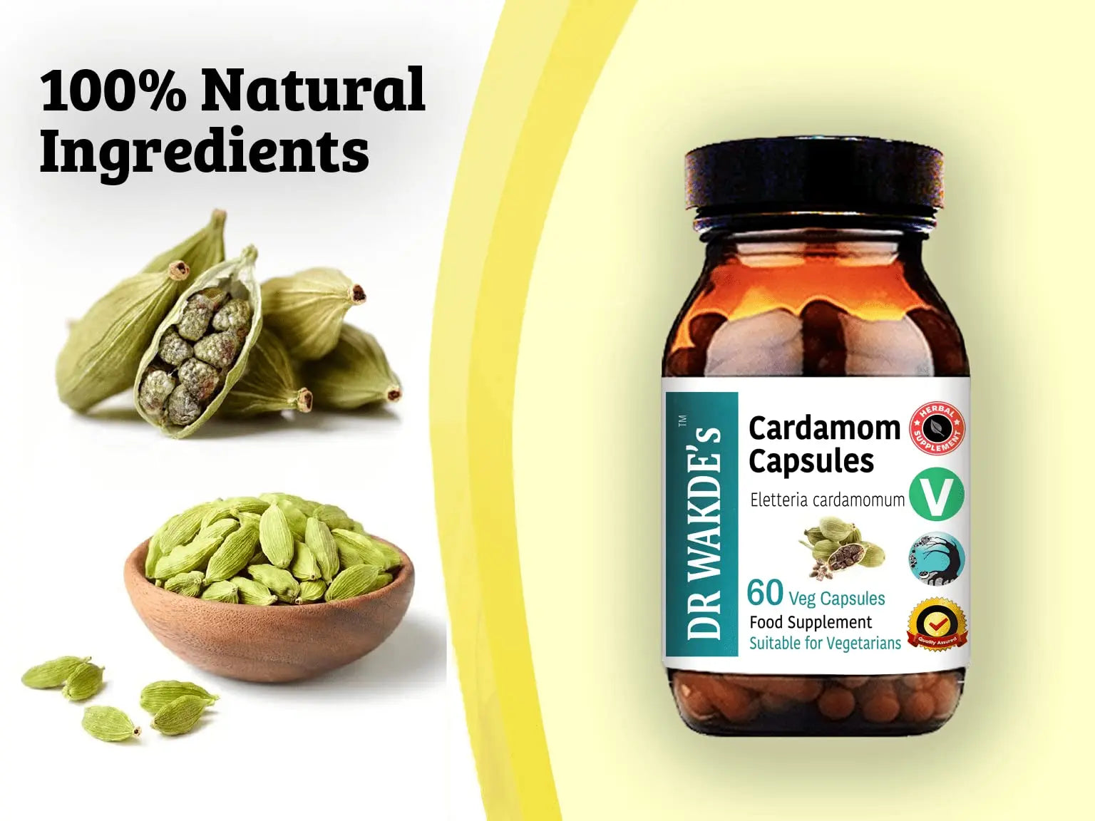 DR WAKDE'S Cardamom Capsules (60 Veg Caps, Plant-Based Supplement, Ayurvedic Herb, All Natural, Vegan) DR WAKDE's Au supplements