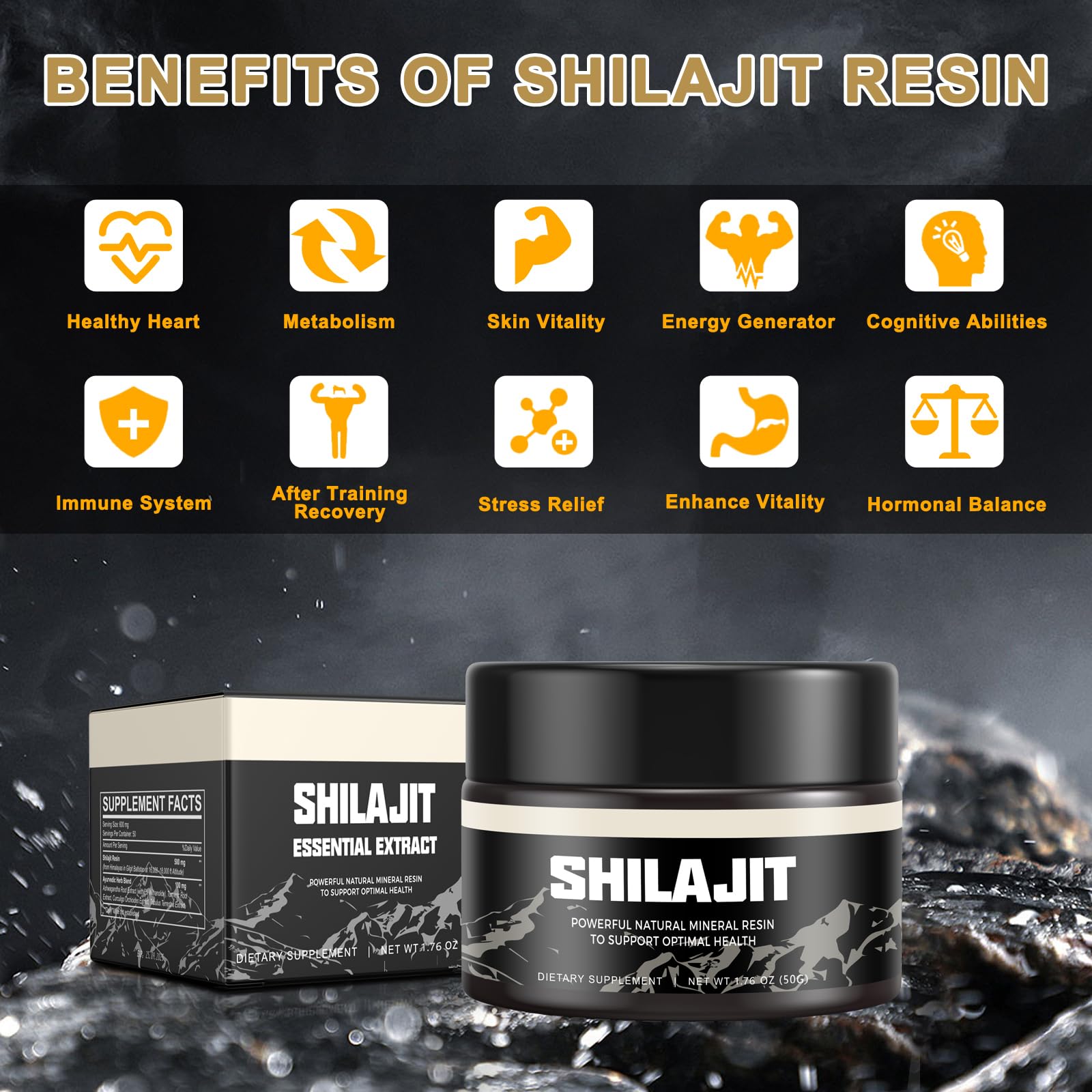 Shilajit Pure Himalayan Organic Shilajit Resin - Gold Grade 100% Shilajit Supplement Scarremover Au supplements