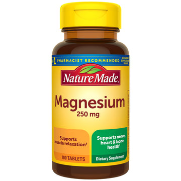 Nature Made Magnesium Oxide 250 mg, Magnesium Supplements for Men and Women, Support for Muscle, Heart, Bone and Nerve Health, 100 Tablets, 100 Day Supply Nature Made Au supplements