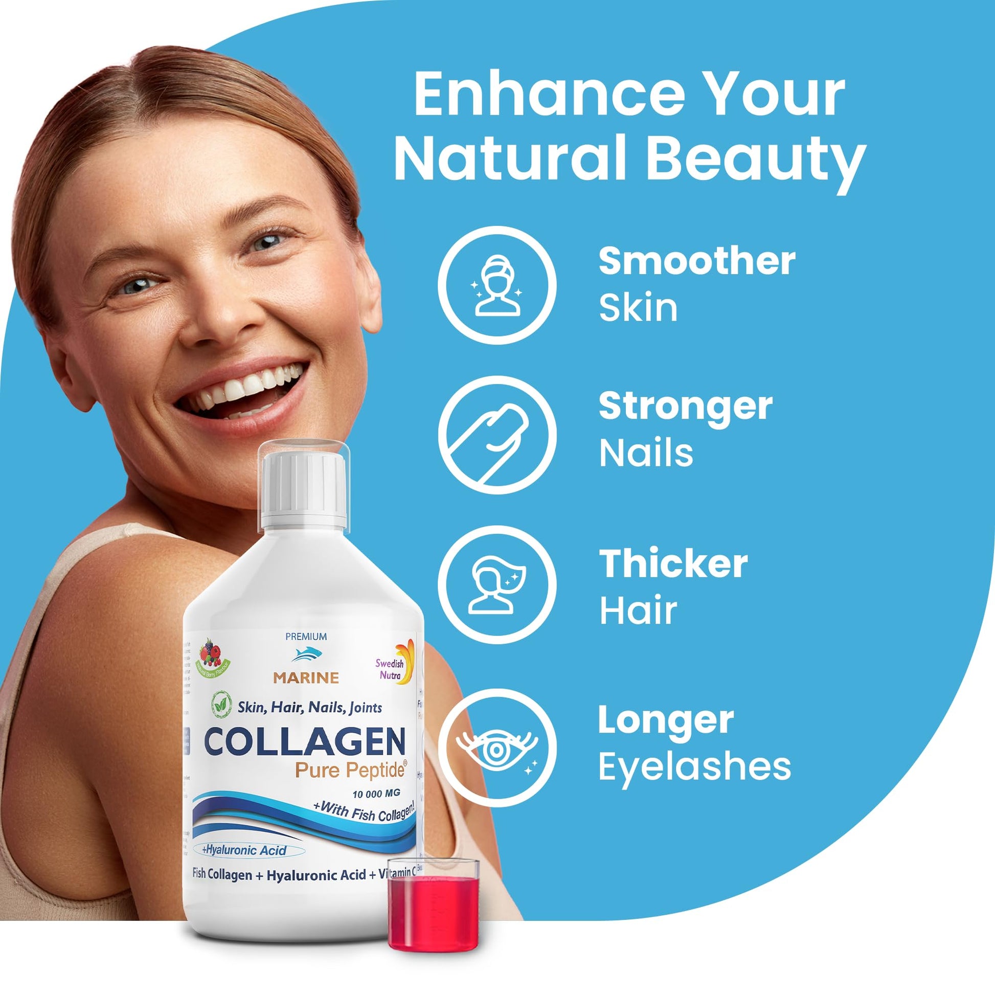 Marine Liquid Collagen 10000mg 500 ml I Pure Hydrolyzed Collagen Peptides Swedish Nutra Au supplements