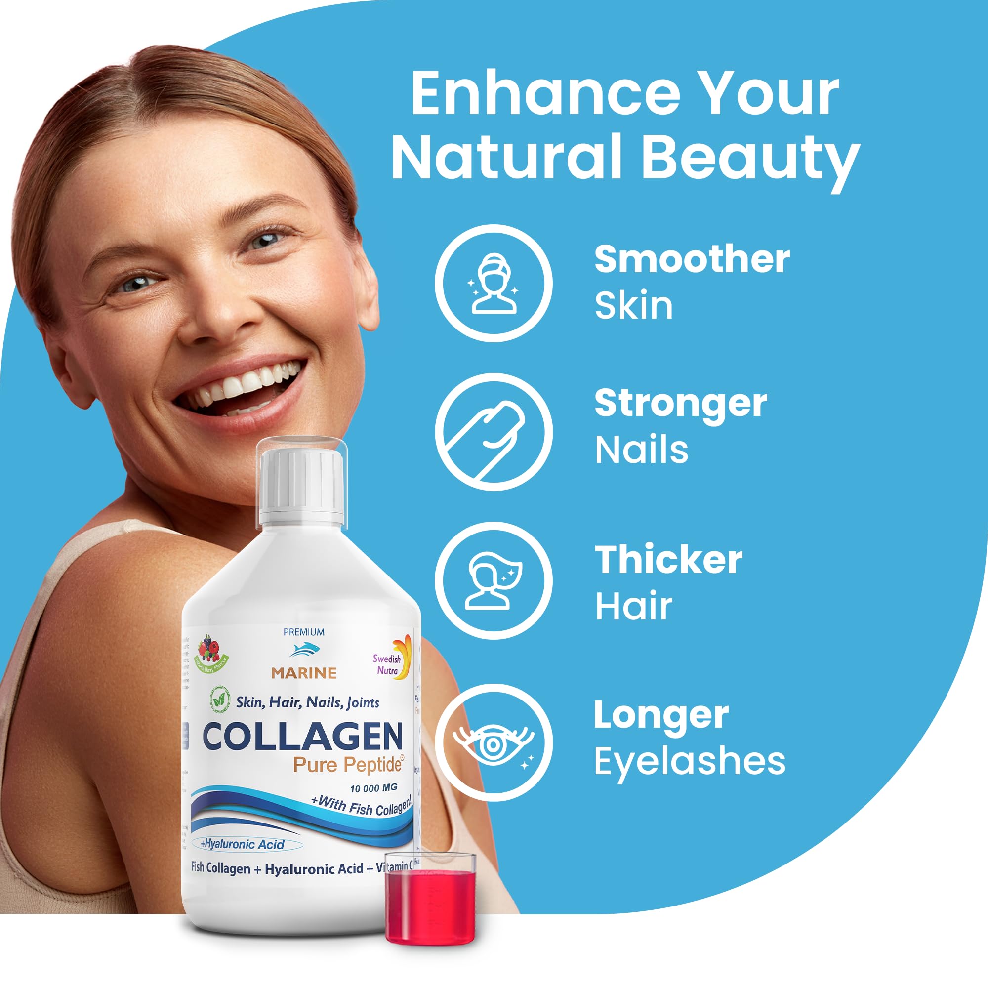 Marine Liquid Collagen 10000mg 500 ml I Pure Hydrolyzed Collagen Peptides Swedish Nutra Au supplements