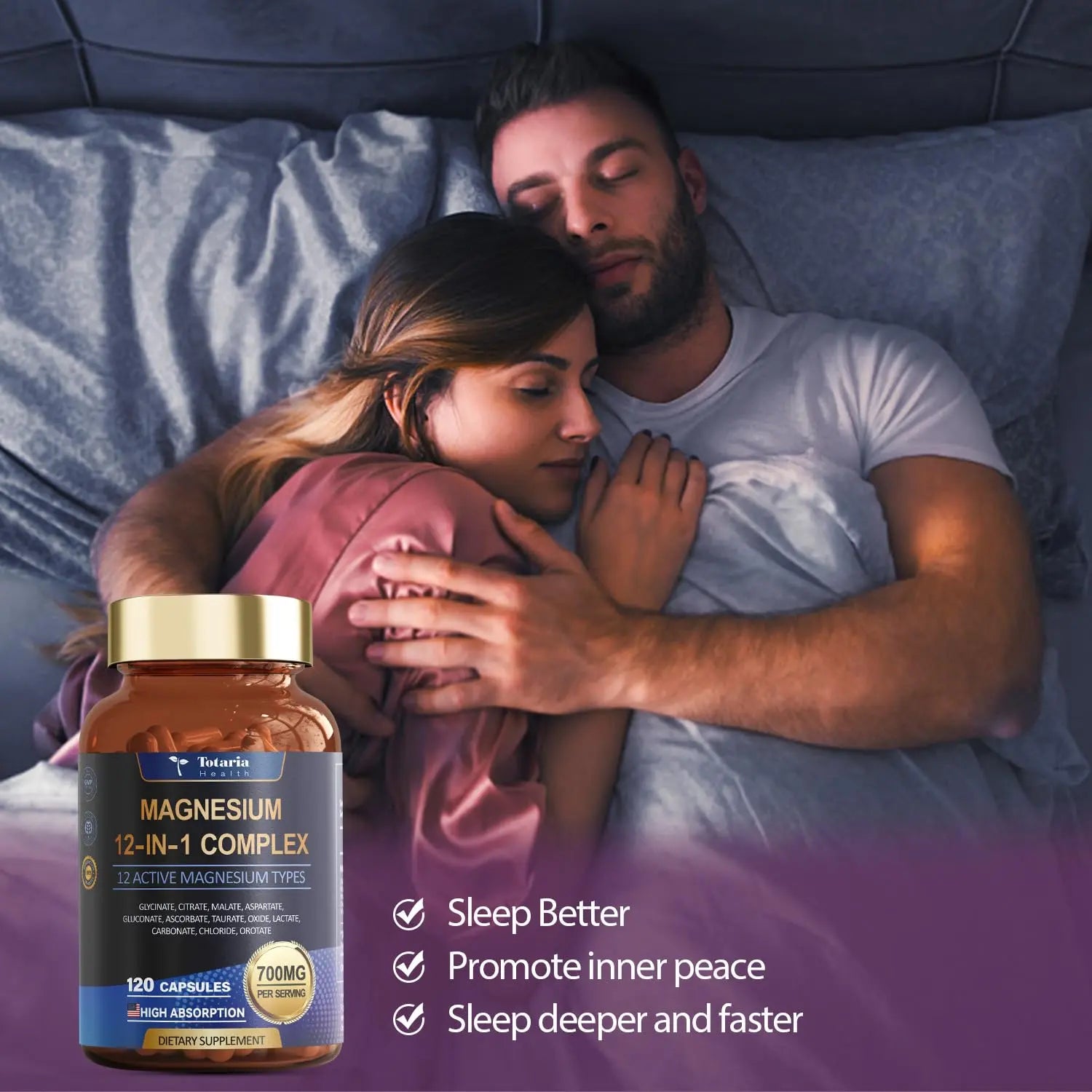 Magnesium Complex 700mg 12 in 1 Magnesium Supplement with Glycinate Citrate Malate Oxide Taurate Aspartate Orotate Magnesium Relaxation,Muscle,Heart Support, Vegan 120 Capsules 2PK Totaria Au supplements