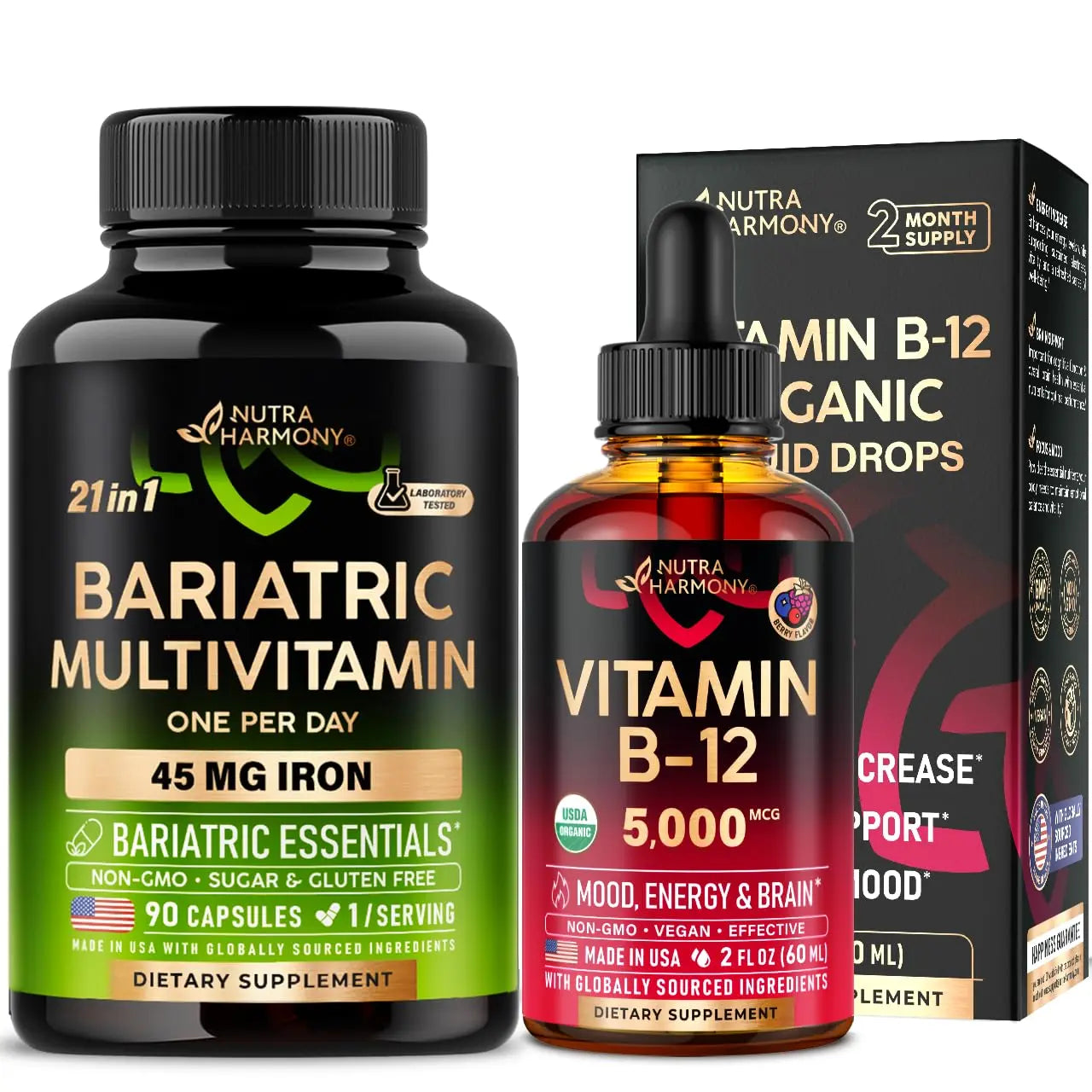 Bariatric Multivitamin Capsules & Organic Vitamin B12 Drops NUTRAHARMONY Au supplements