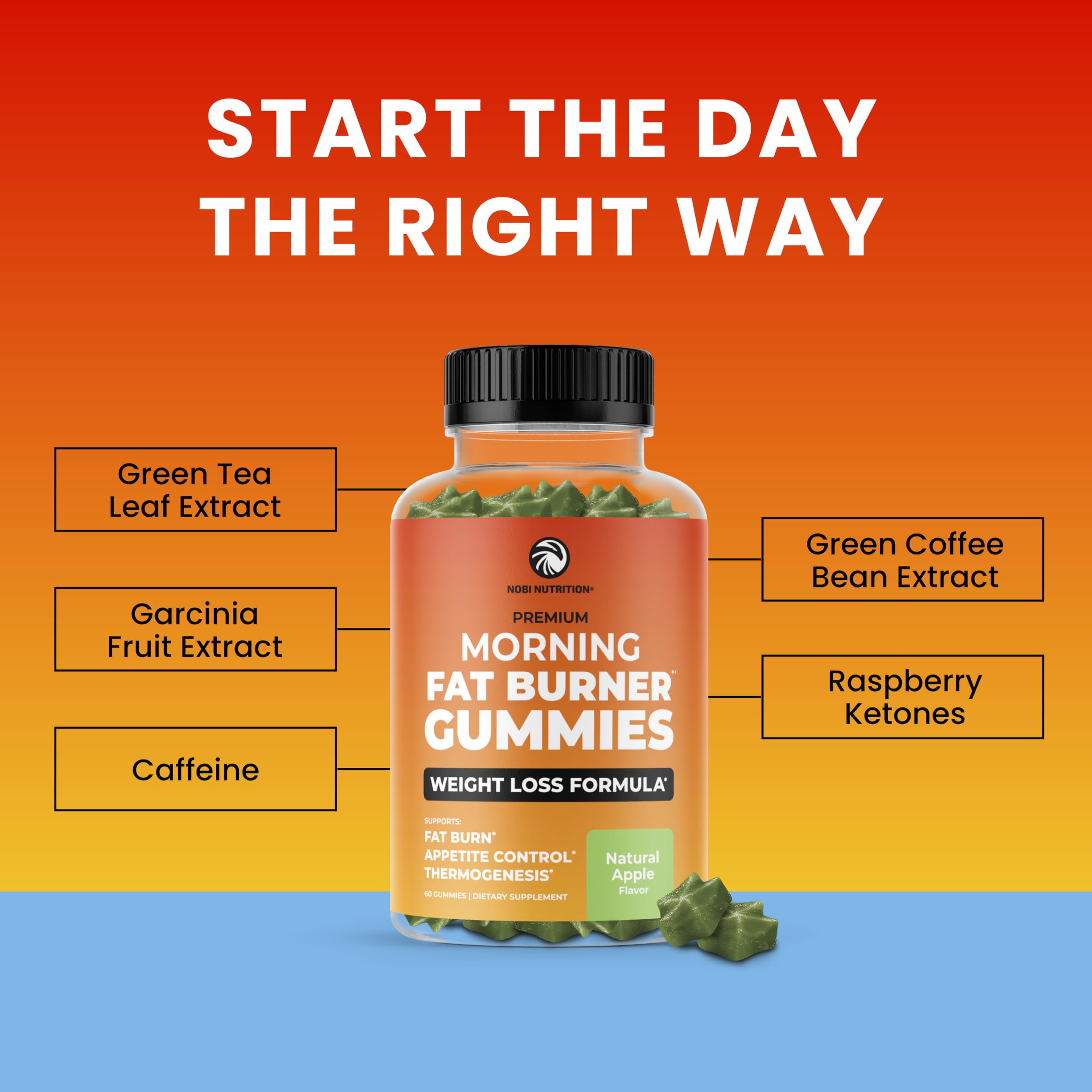 Morning Fat Burner Gummies for Weight Loss for Women & Men | Thermogenic Belly Nobi Nutrition Au supplements