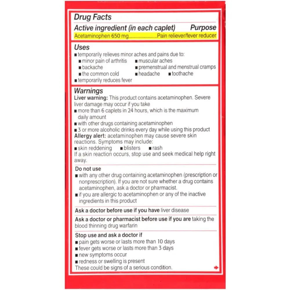 Tylenol 8 Hour Arthritis Pain Reliever Fever Reducer Extended Release Caplet, 225 Count Tylenol Au supplements