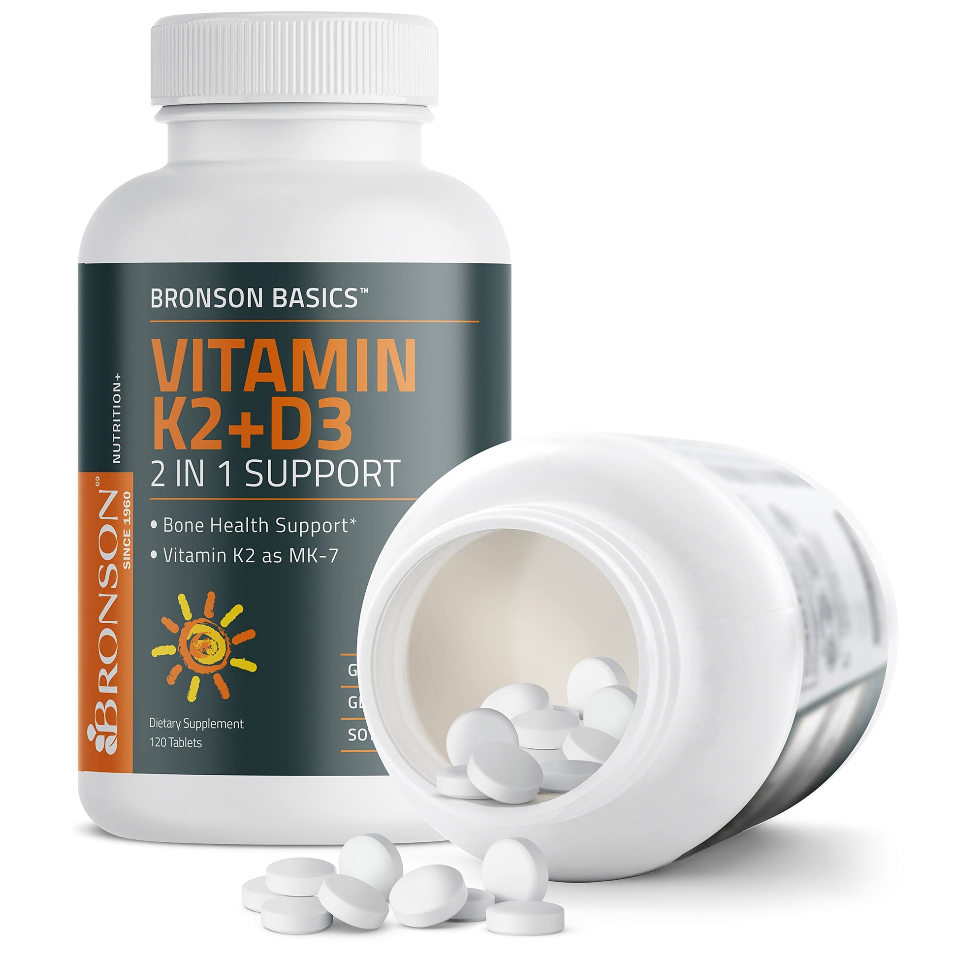 Bronson Basics Vitamin K2 D3 (MK7) Supplement Non-GMO Formula 5000IU (125 mcg) Bronson Au supplements