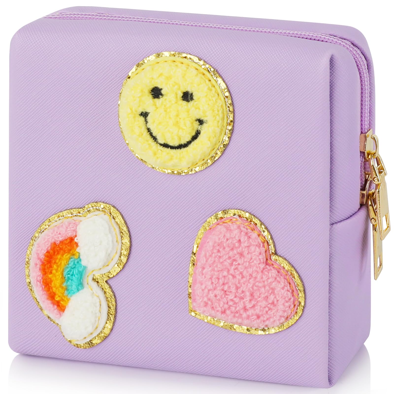 Preppy Patch Period Bag for Teen Aged Girls, Sanitary Napkin Storage Bag, Functional PU Leather Sanitary airogym Au supplements