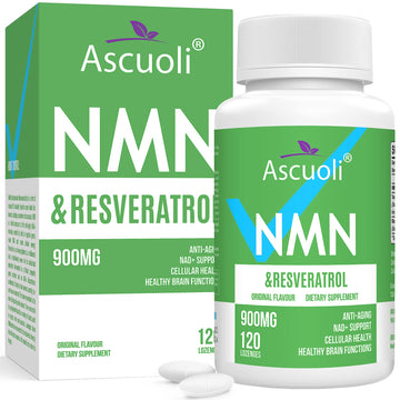 Sublingual NMN 500mg + Trans-Resveratrol 400mg, 3-in-1 Advanced Formula 99% Pure NMN Resveratrol Supplement for Boost* NAD, Cell, Immune, Energy & Muscle, Anti-Aging, 120 Lozenges (120-Day Supply) Ascuoli Au supplements