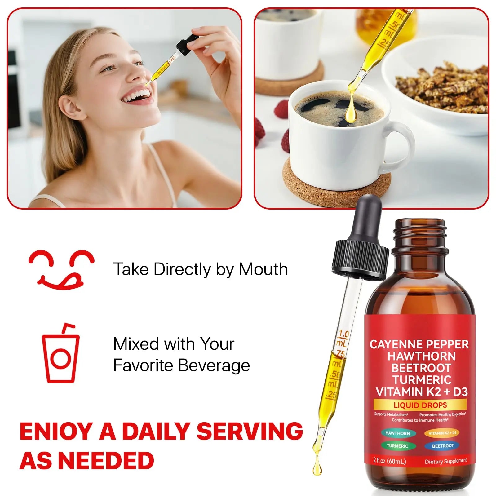 Cayenne Pepper Drops, Cayenne Pepper Extract with Herbal Blend - Includes Hawthorn, Beet Root & Turmeric (1Pack) WHLH & WELL-BEING Au supplements