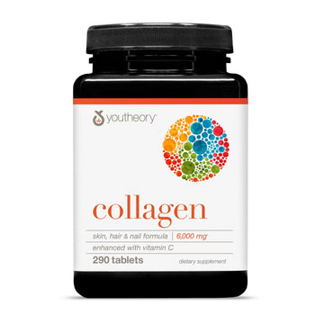 Youtheory Advanced Collagen - 6,000 mg Hydrolyzed Collagen Peptides - Includes Antioxidants & Contains Vitamin C - Hair Growth, Nails, Joint Health & Bone Support* - 290 Tablets (48-Day Supply) Youtheory Au supplements