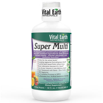 Vital Earth Minerals Super Multi – Liquid Multivitamins for Women, Men & Kids, Liquid Vitamins with Fulvic Acid for Better Absorption, MTHFR Support, 32 Oz + 1 Oz Cup Vital Earth Minerals Au supplements