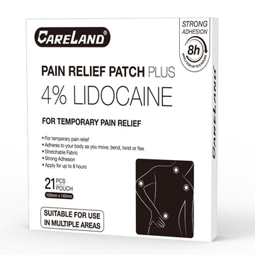 CARELAND 4% Lidocaine Patches Maximum Strength, 21 Count (10cm x 14cm) - OTC Pain Relief Patches with Stronger Adhesion for Back, Shoulder, Knee, Large Size CARELAND Au supplements
