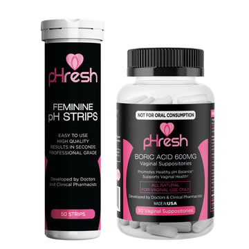 ACE NUTRITION pHresh Boric Acid Suppositories & Vaginal pH Test Strips Bundle ACE NUTRITION Au supplements
