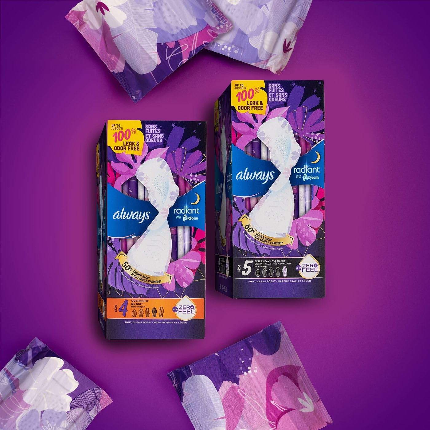 Always Radiant Feminine Pads for Women, Size 4 Overnight Pads Always Au supplements