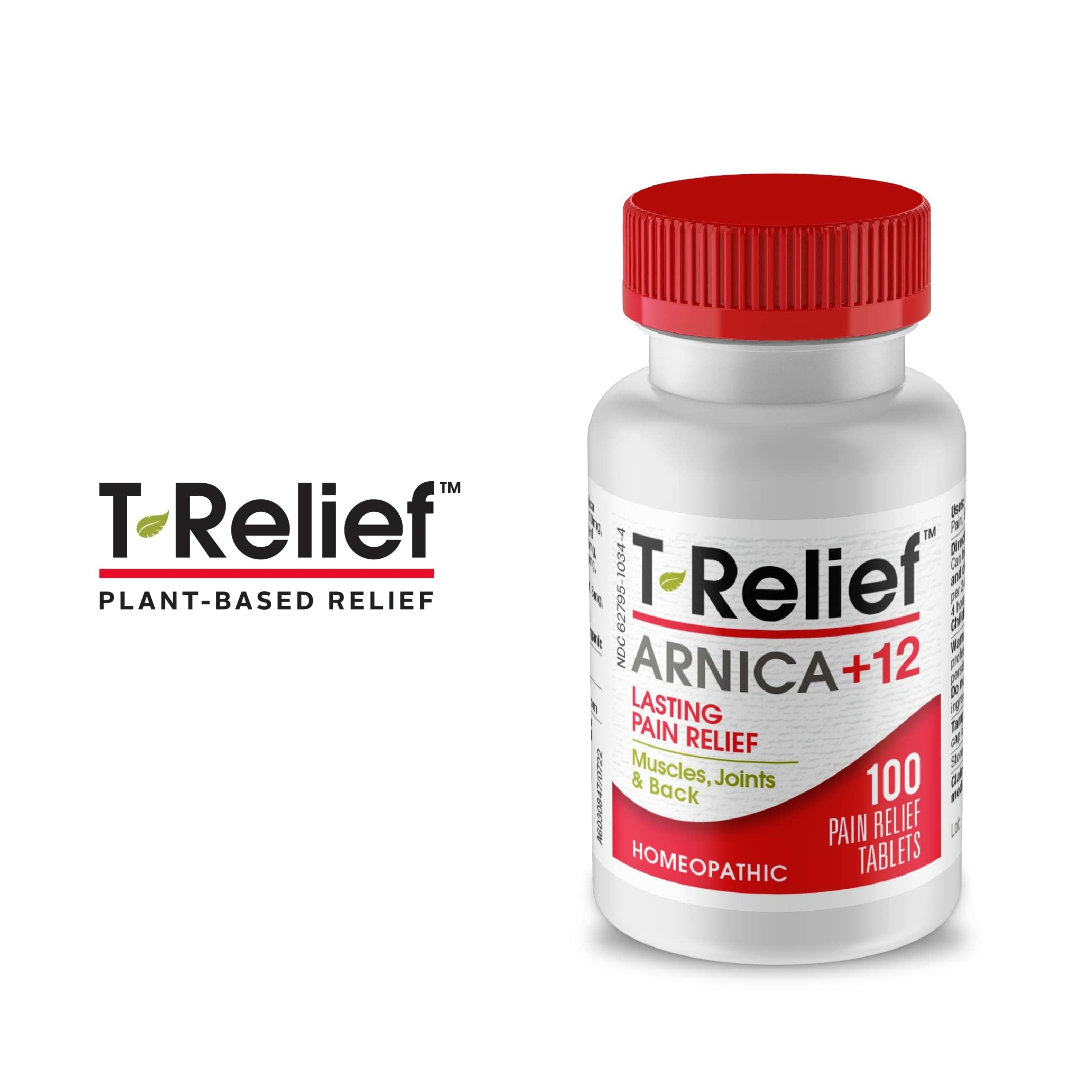 MediNatura T-Relief Pain - Arnica Medication for Naturally Soothing Body Aches - Supports Muscle, Joint & Back Relief - Chewable Tablets - Plant-Based Tablets - Non-Addictive - 100 Count - 2 Pack MediNatura Au supplements