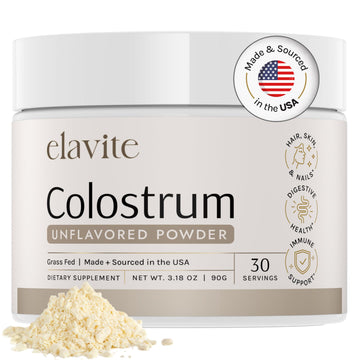 Elavite Bovine Colostrum Powder (Unflavored) Grass Fed Colostrum Supplement for Gut Health, Immune Support Healthy Hair, Skin & Nails - 30 Servings Elavite Au supplements