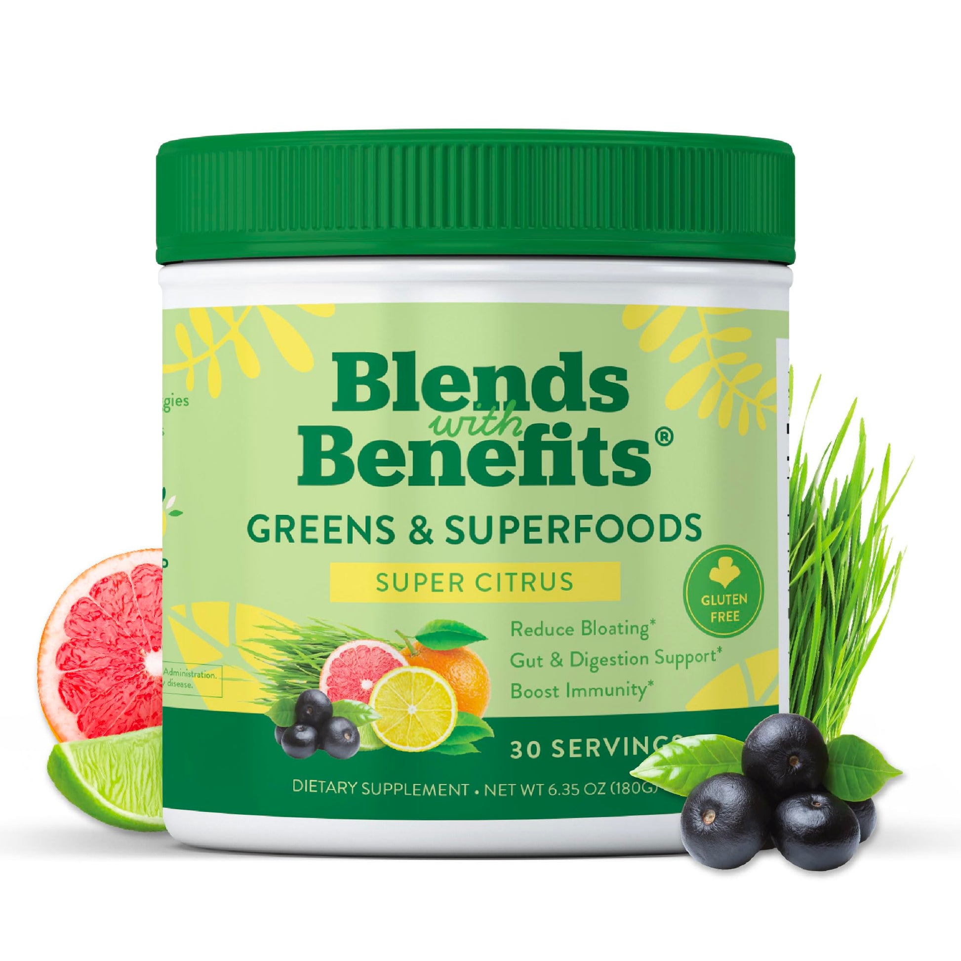360 Nutrition Blends with Benefits Super Greens Powder w/Probiotics, Digestive Enzymes, Sugar & Gluten Free, Plant Based Superfood Drink Mix for Gut Health, Bloating, Immunity, Overall Health, 6.35 oz 360 Nutrition Au supplements