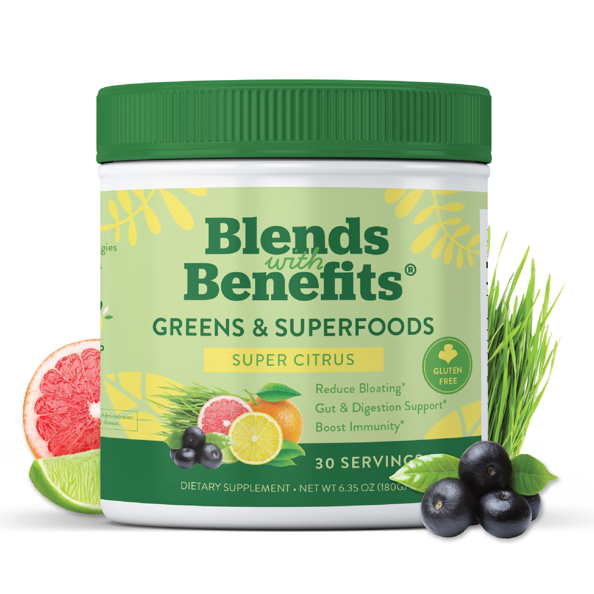 360 Nutrition Blends with Benefits Super Greens Powder w/Probiotics, Digestive Enzymes, Sugar & Gluten Free, Plant Based Superfood Drink Mix for Gut Health, Bloating, Immunity, Overall Health, 6.35 oz 360 Nutrition Au supplements