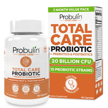 Probulin Total Care Probiotic Supplement, Daily Gut, Digestive, and Immune Health Probiotics Capsules for Men and Women, 20 Billion CFU, Vegan, 90 Count Bottle Probulin Au supplements