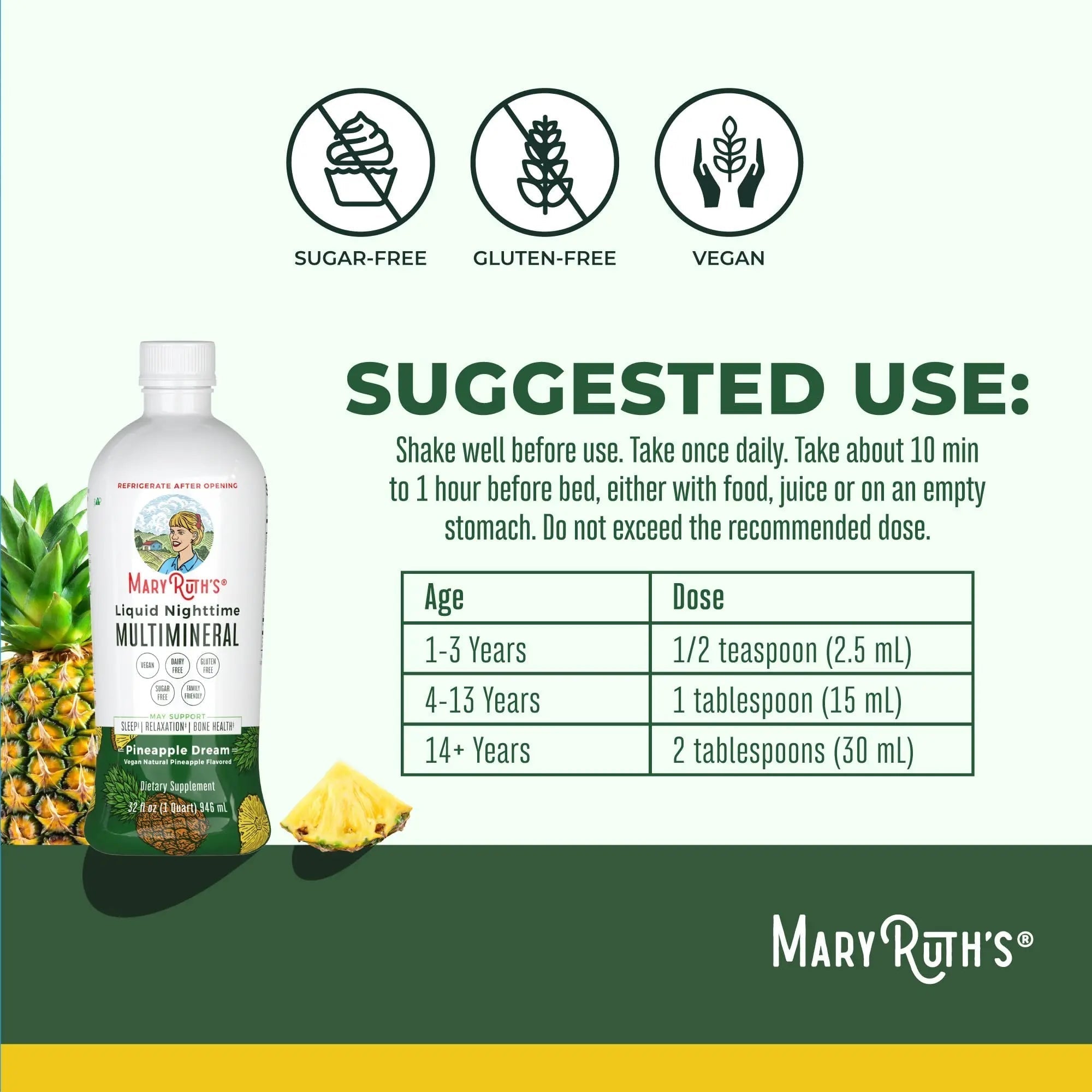 MaryRuth's Multivitamin Gummies for Women (Cherry & Raspberry) & Liquid Nighttime Multimineral (Pineapple) | Clean Label Project Verified MARYRUTH'S Au supplements