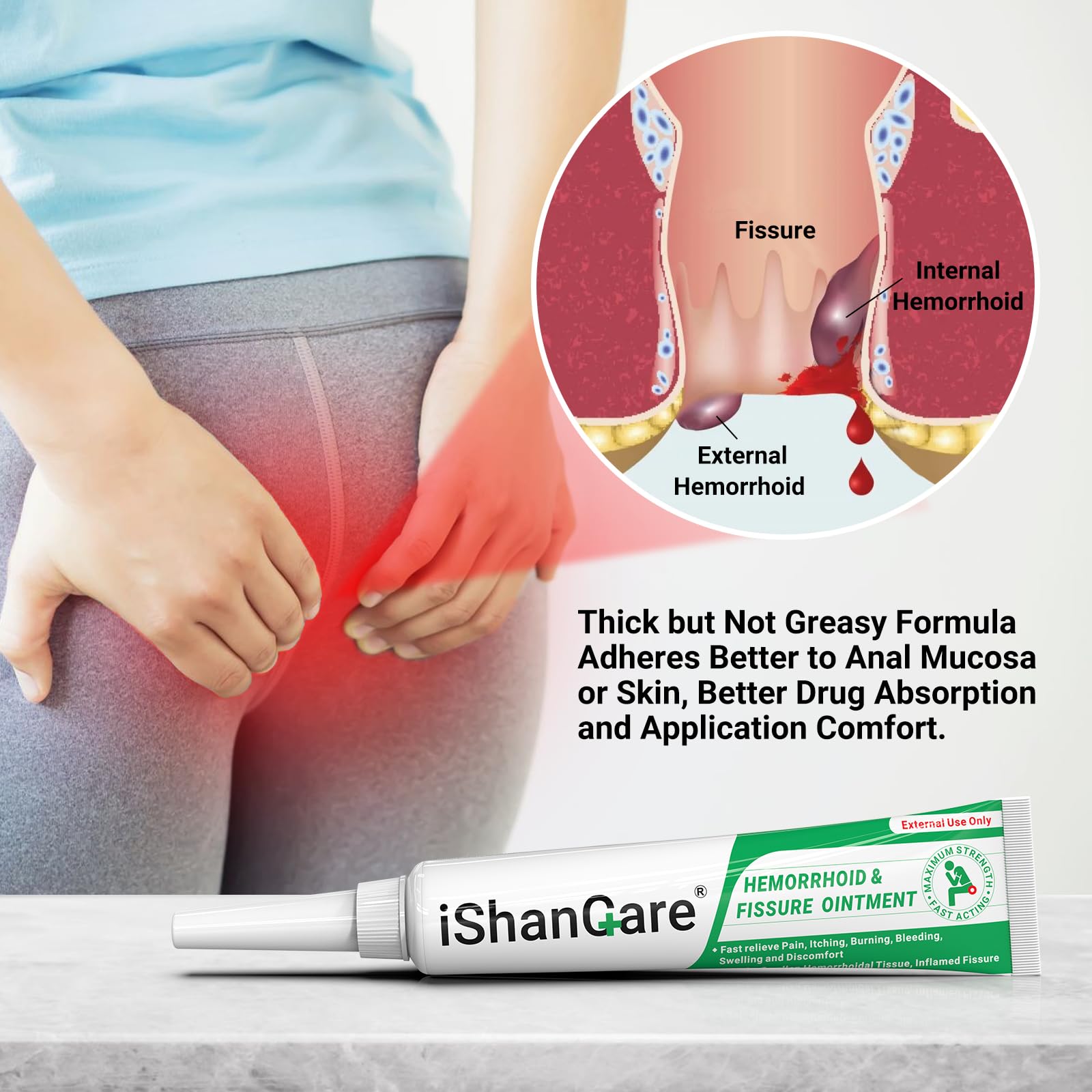 Hemorrhoid Cream, Hemorrhoid & Fissure Treatment Ointment Extra Strength, Relief Anal Pain, Itching, Bleeding, Swelling, Discomfort, Natural Herbs Fast Acting Ingredients, Contains Vitamin E ishancare Au supplements