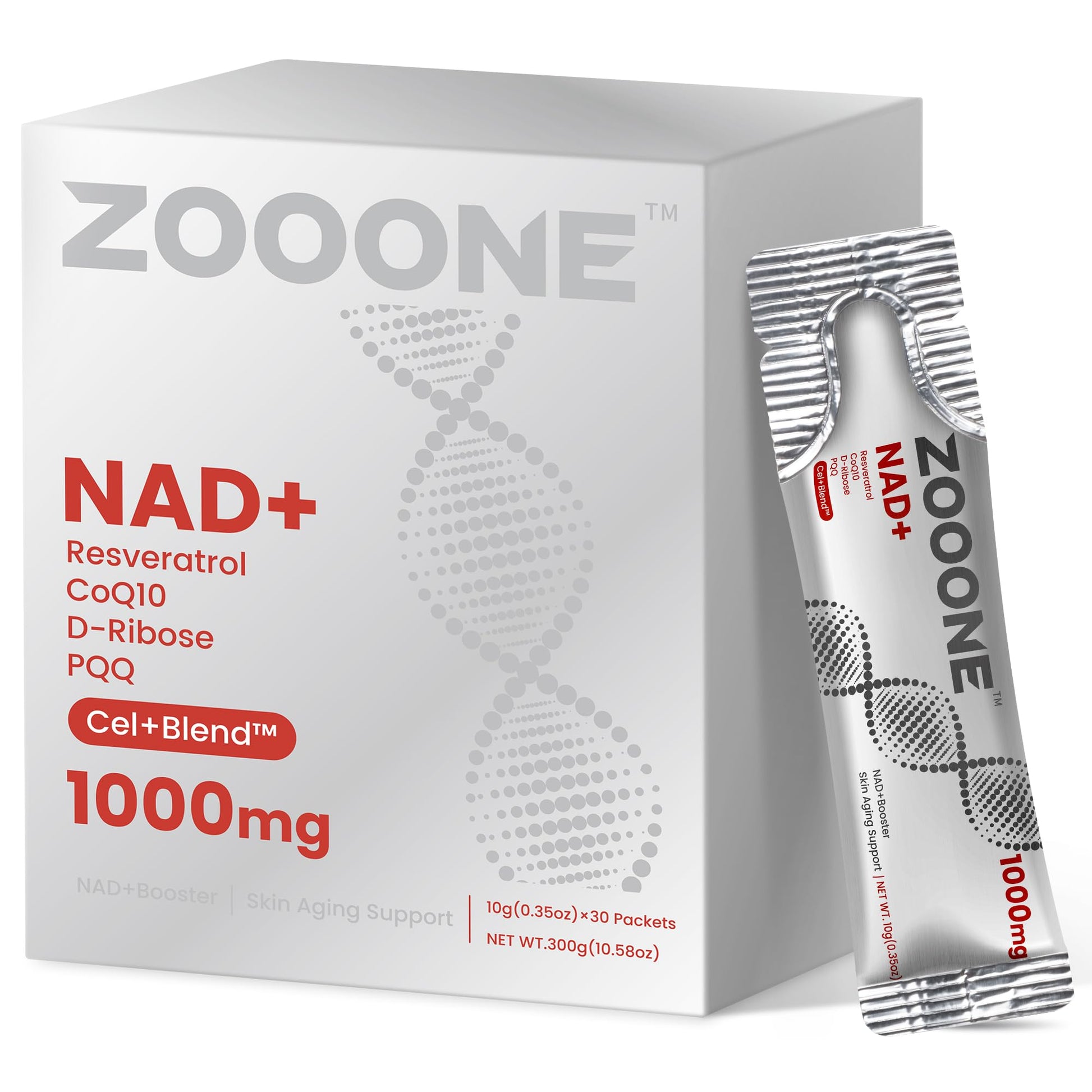 zooone NAD+ 1000mg Liquid Packets Supplement - Premium Nicotinamide Riboside & Resveratrol for Cellular Energy,Advanced NAD Booster for Men & Women (30 Pocket) zooone Au supplements