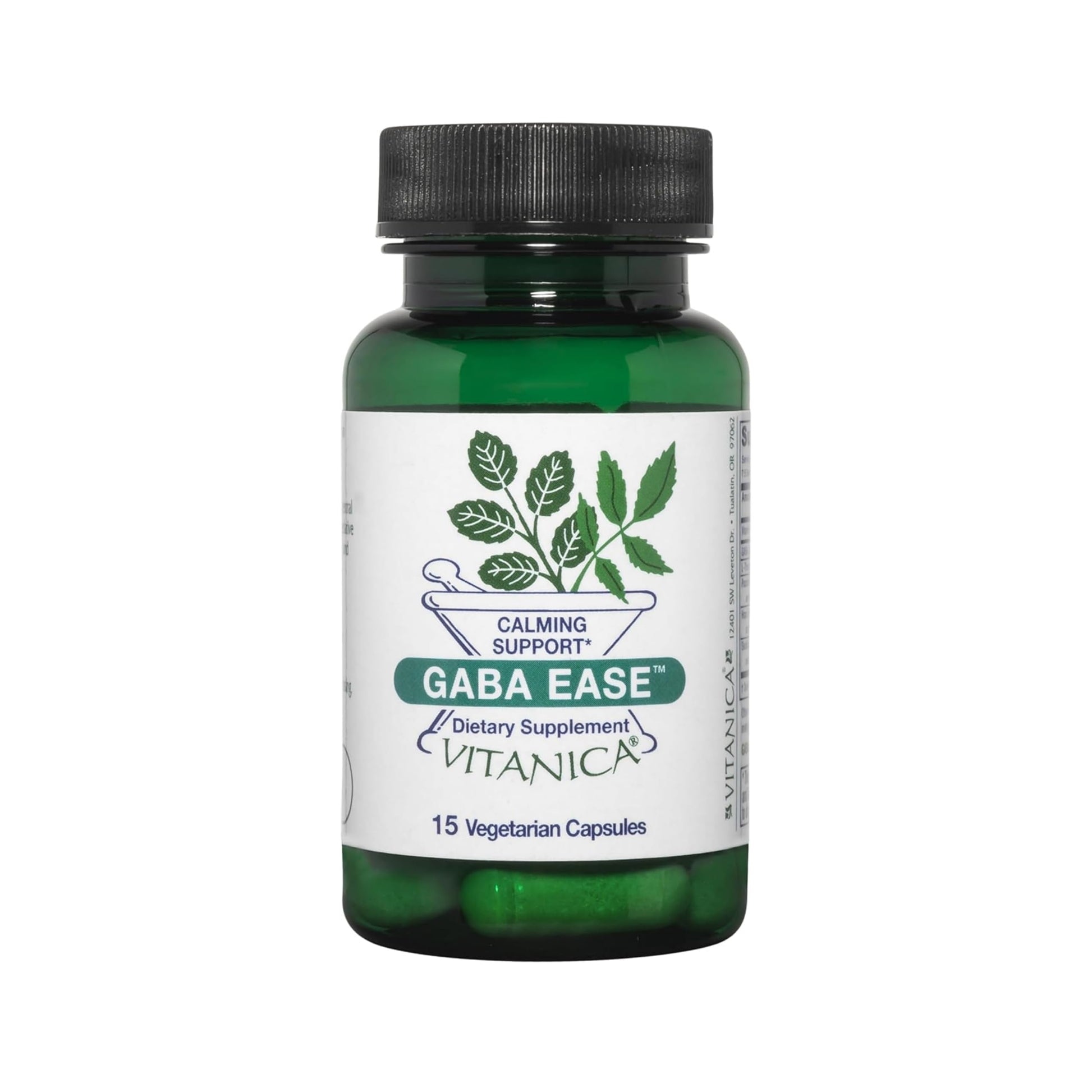 Vitanica GABA Ease - Relaxation Support Supplement with L-Theanine, GABA, & Vitamin B6 - Nervous System Support with Skullcap- Calm Support with Hops & Passion Flower - Vegan, Travel Size -15 Capsules Vitanica Au supplements