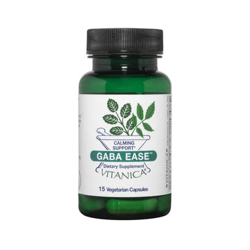 Vitanica GABA Ease - Relaxation Support Supplement with L-Theanine, GABA, & Vitamin B6 - Nervous System Support with Skullcap- Calm Support with Hops & Passion Flower - Vegan, Travel Size -15 Capsules Vitanica Au supplements