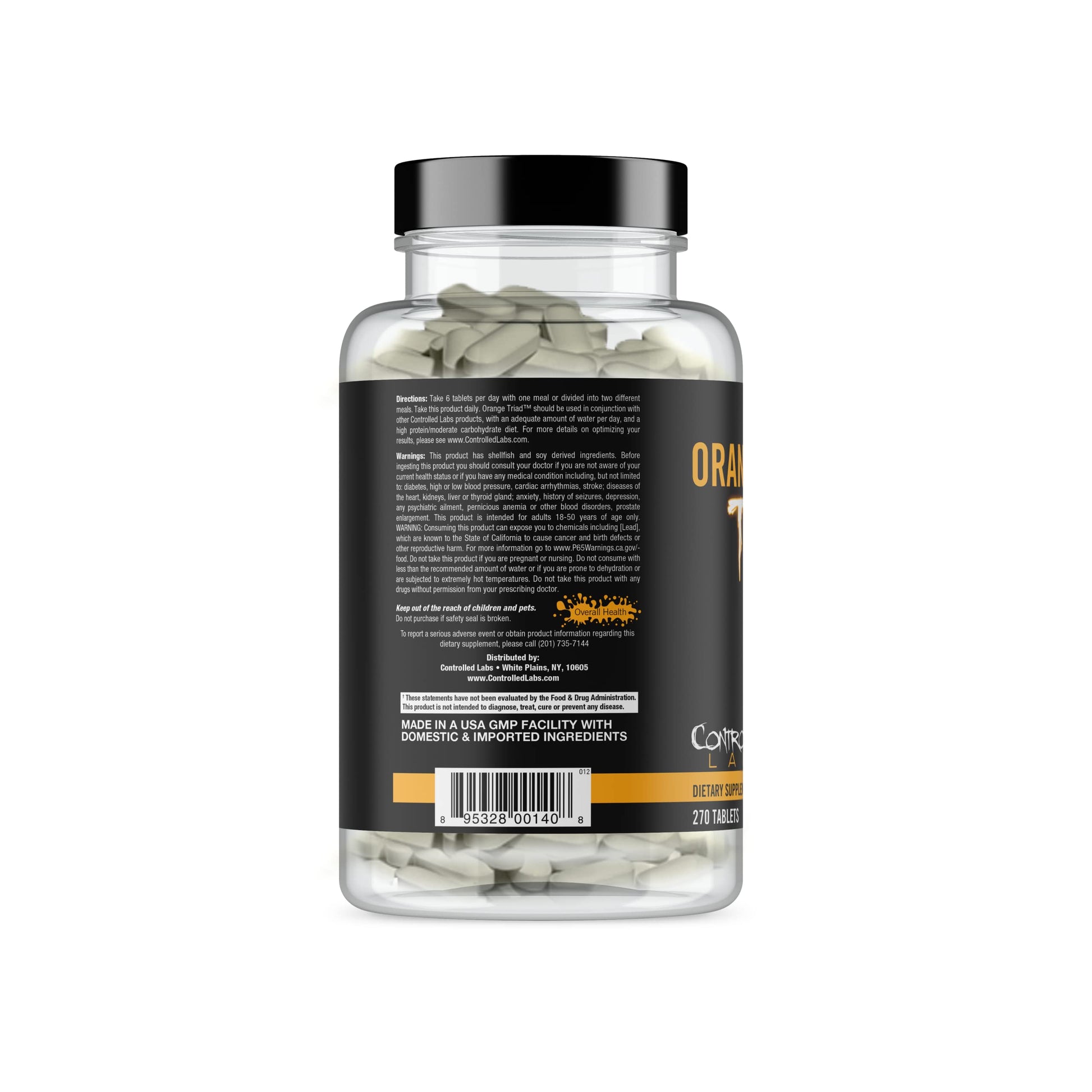 CONTROLLED LABS Orange Triad Daily Multivitamin, Iron Free Sports Supplement for Workout, Digestion, Immune, and Joints, 45 serv - Tablets (270 Count (Pack of 1)) CONTROLLED LABS Au supplements