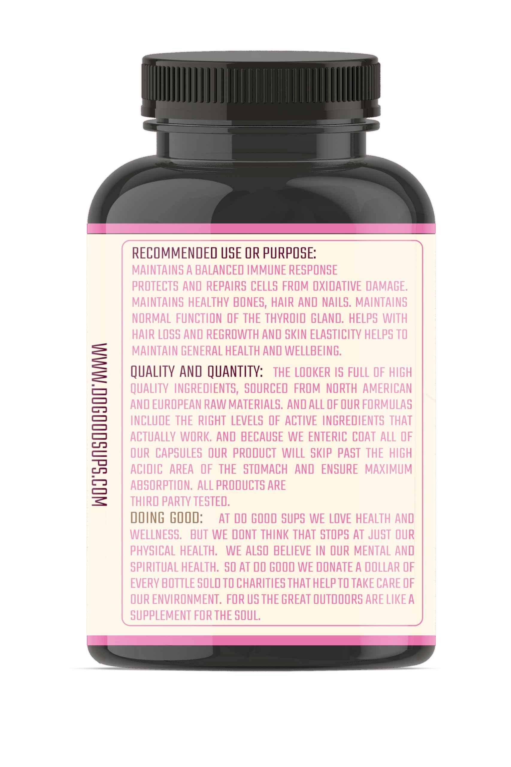 Do Good Sups The Looker 60 Caps- Skin Hair and Nails Vitamins - Natural Collagen Production - Reduces Hair Thinning - Skin Elasticity - Skin Moisture - Plant Sterols Bromelain Zinc Vitamin E Selenium Do Good Sups Au supplements