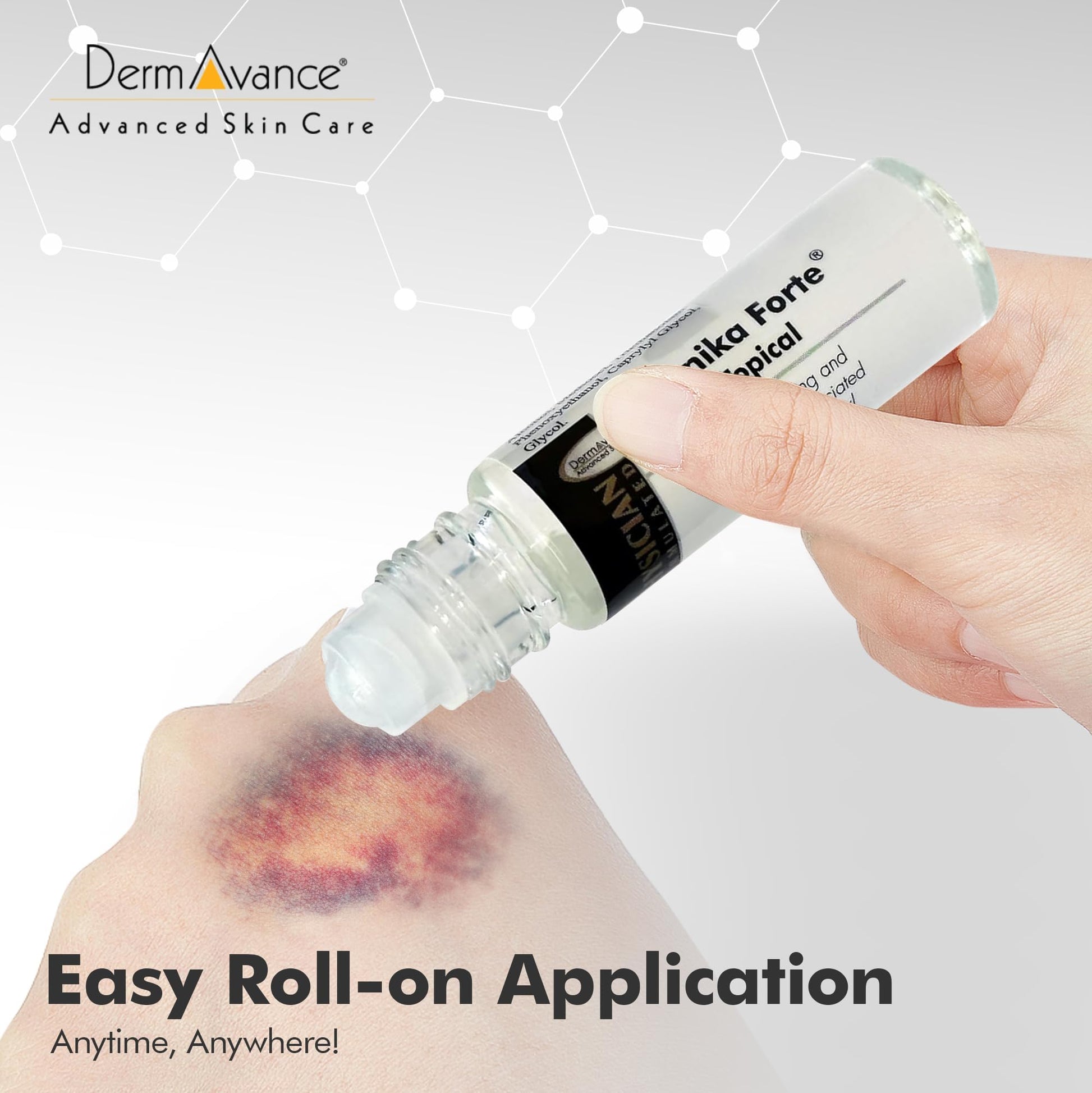 DermAvance Arnika Forte Topical Roll-On, Arnica Gel for Bruising and Swelling After Surgery, Easy-to-Use Arnica Gel Topical for Post-Surgical Care and Sports Injuries, Clear, 10 ml DermAvance Au supplements