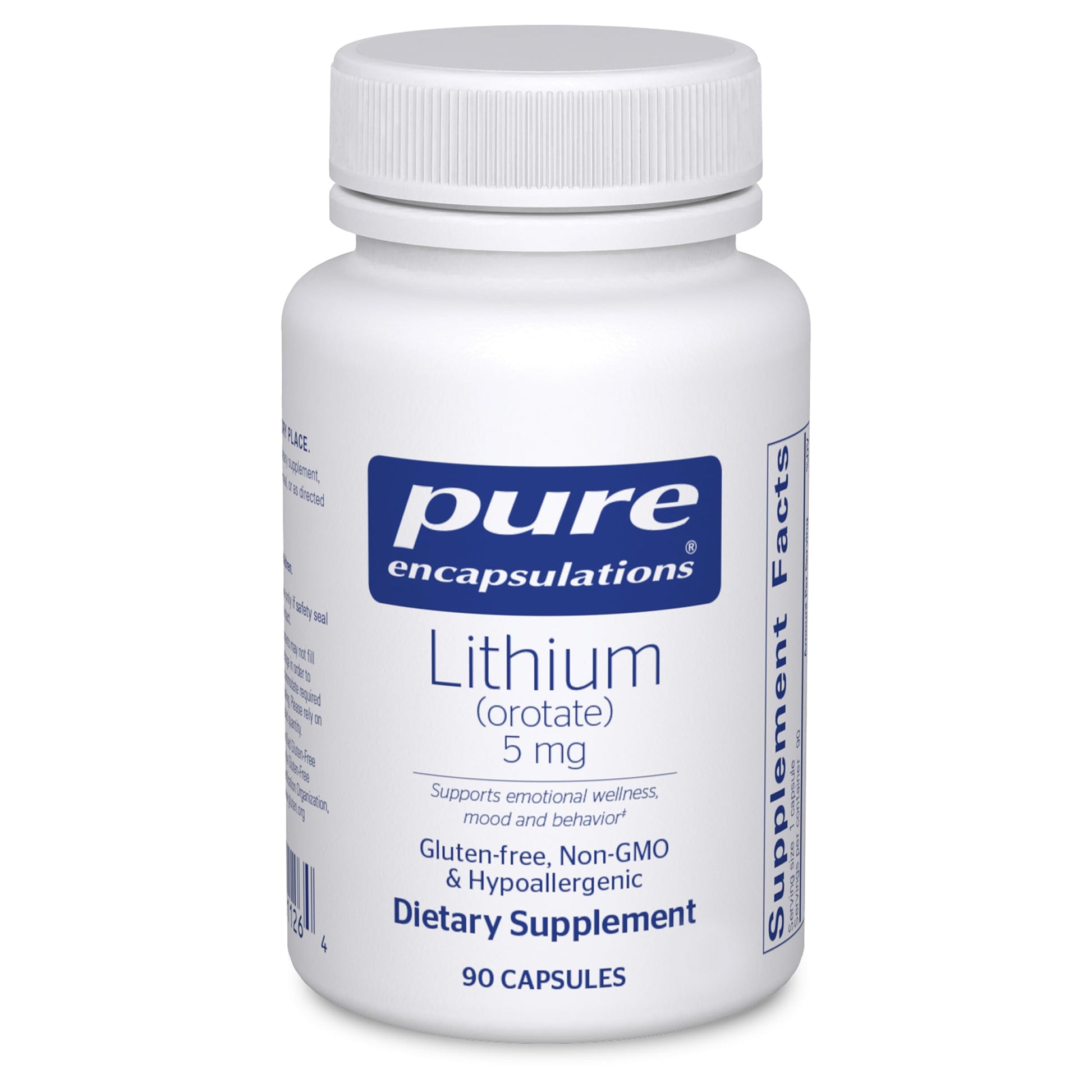 Pure Encapsulations Lithium Orotate 5 mg - Brain Support Supplement - with N-Acetyl-L-Cysteine (NAC) for Memory & Brain Behavior* - Gluten Free & Non-GMO - 90 Capsules Pure Encapsulations Au supplements