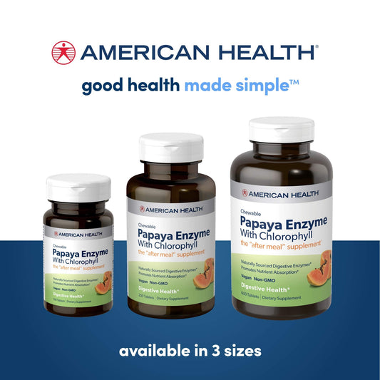 American Health Chewable Papaya Enzyme with Chlorophyll 600 Chwbls American HealthUS supplements