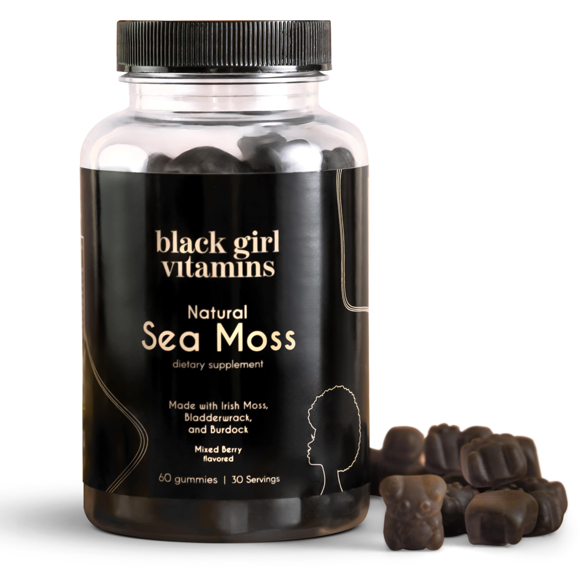 Black Girl Vitamins - Irish Sea Moss Gummies - SeaMoss + Bladderwrack & Burdock - 92 Minerals for Thyroid, Metabolism, and Immunity - Vegan, Gluten-Free, Halal (Mixed Berry, 30 Day Supply) Black Girl Vitamins Au supplements
